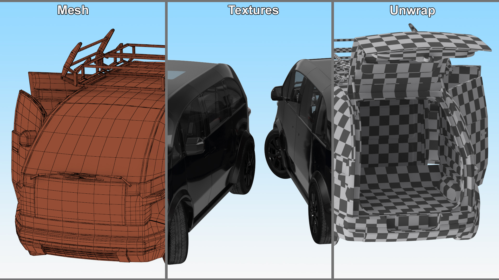 3D Electric Minibus Premium Black Rigged for Maya