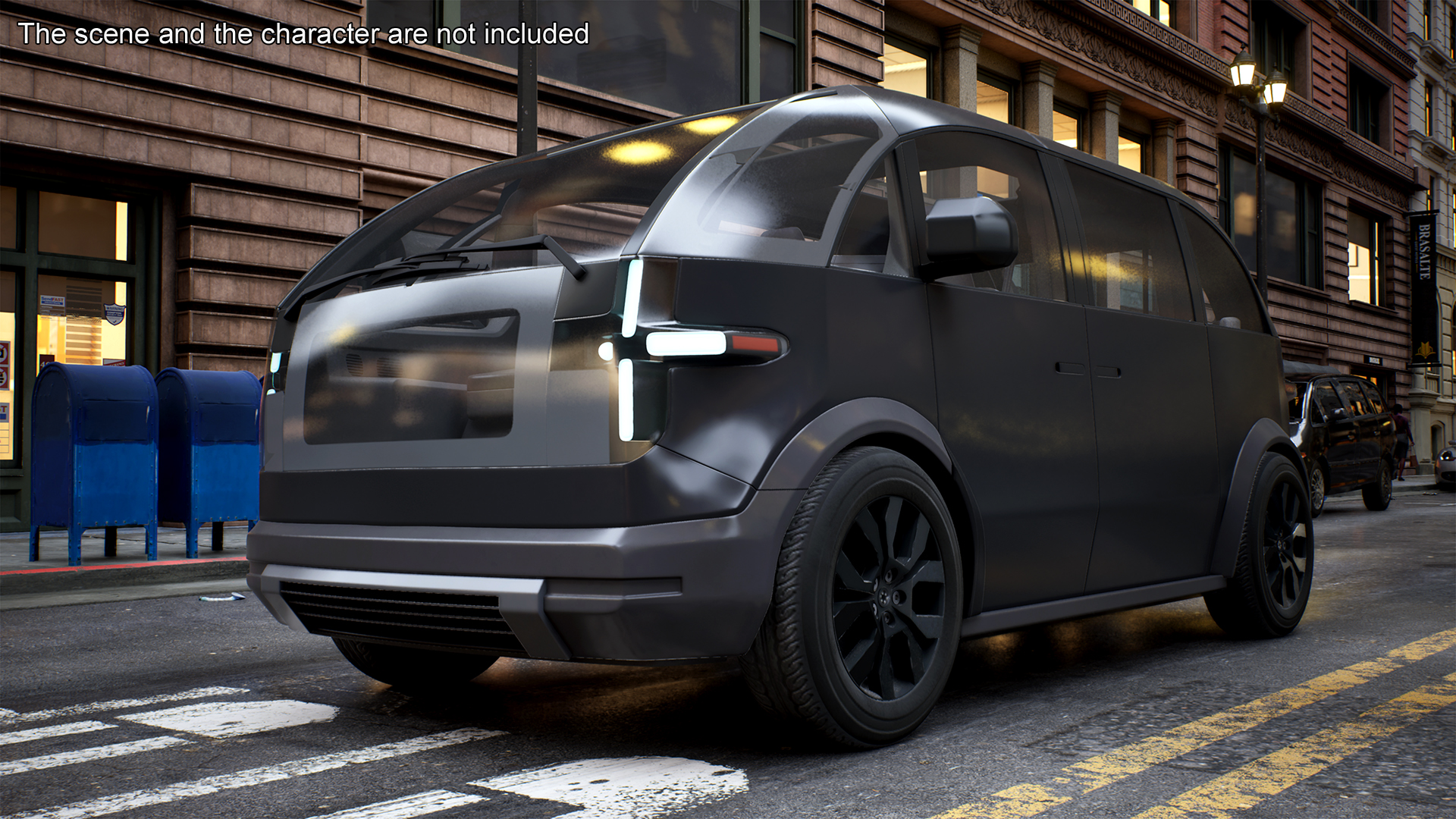 3D Electric Minibus Premium Black Rigged for Maya