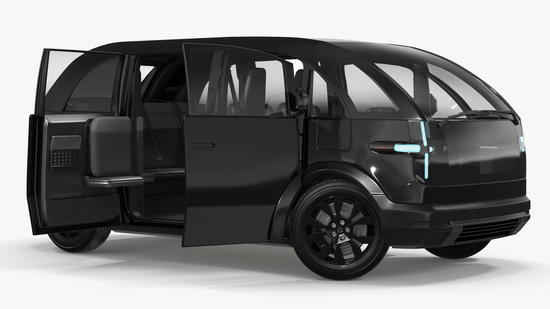3D Electric Minibus Premium Black Rigged for Maya