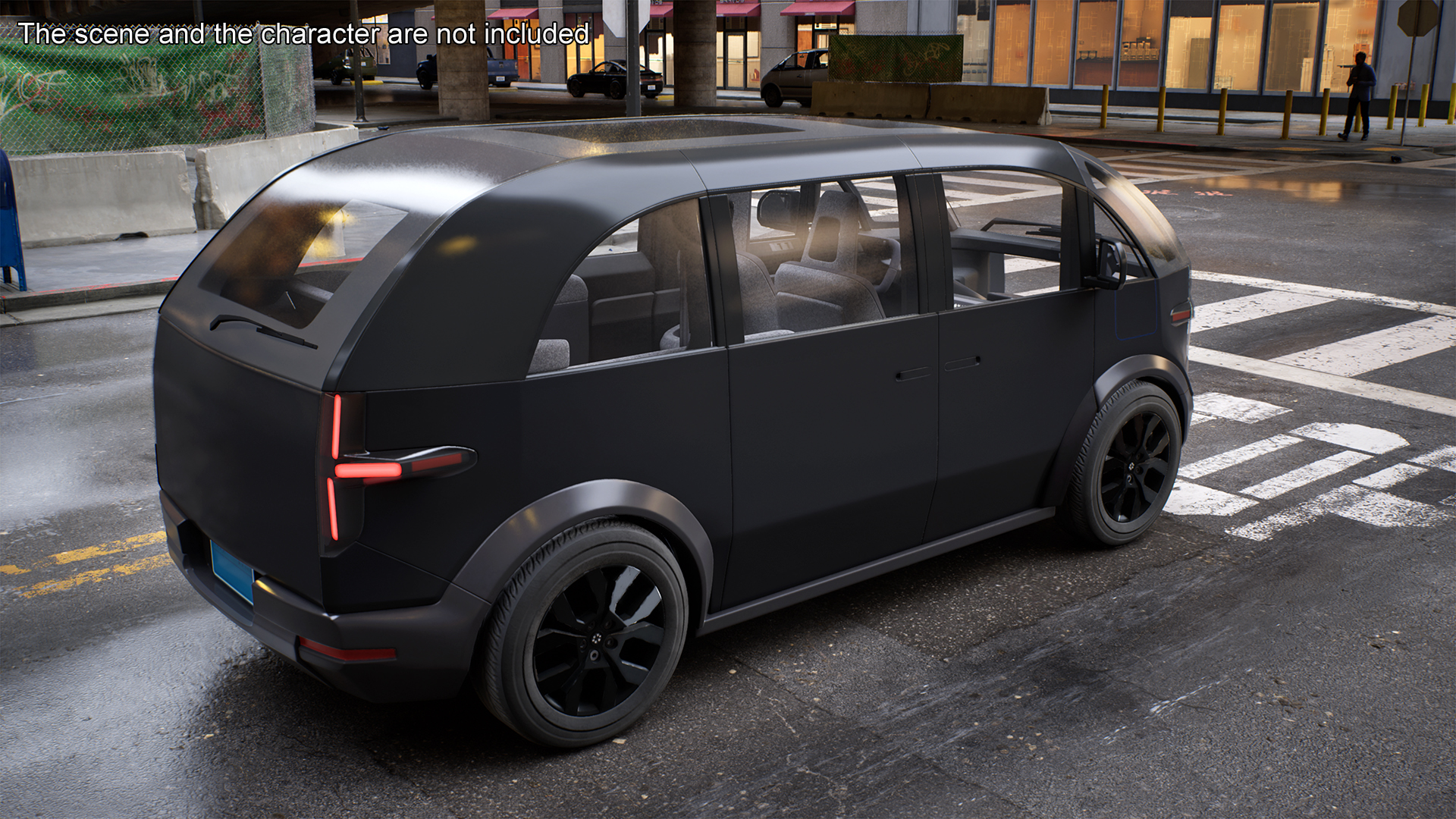 3D Electric Minibus Premium Black Rigged for Maya