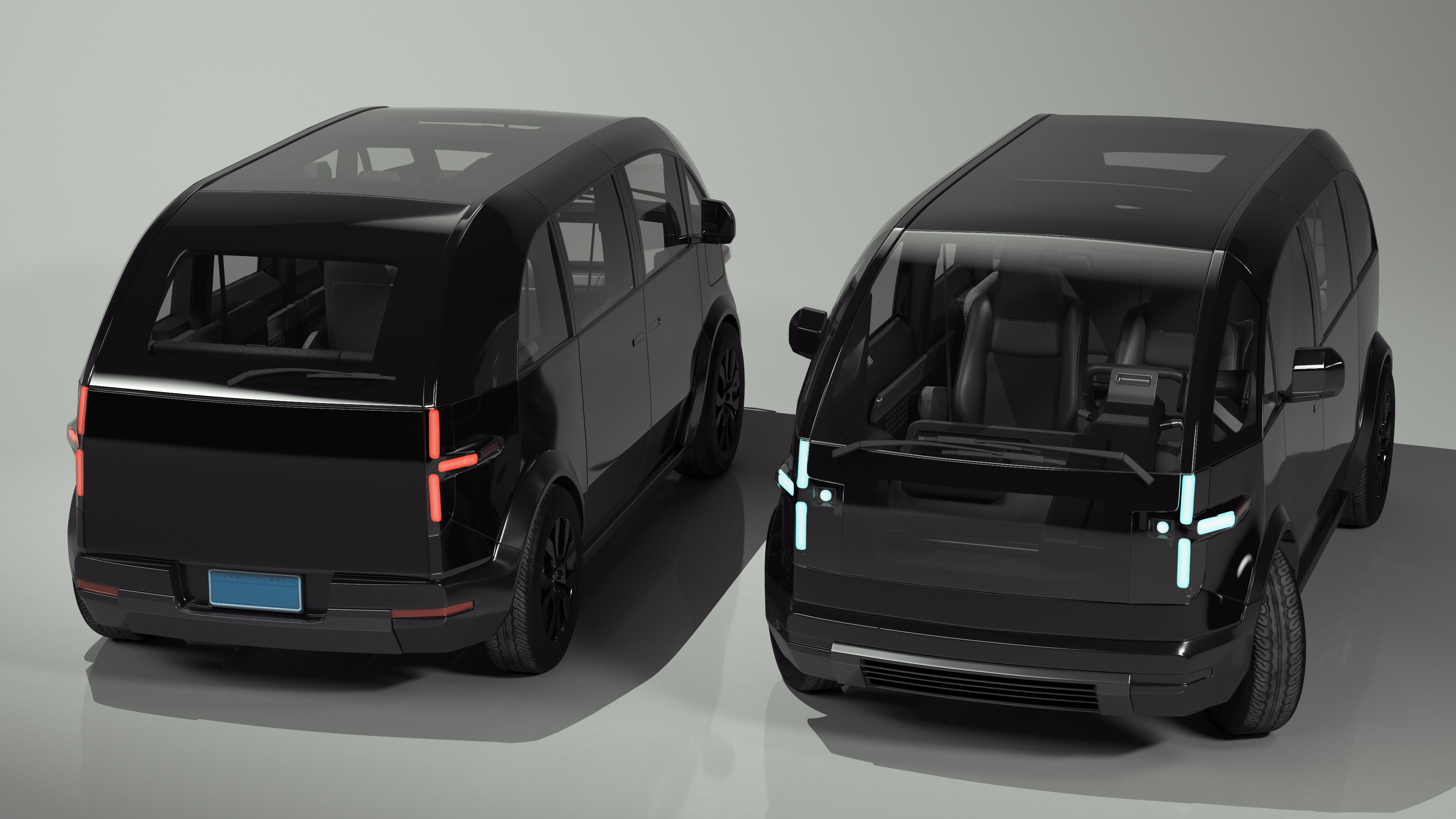3D Electric Minibus Premium Black Rigged for Maya