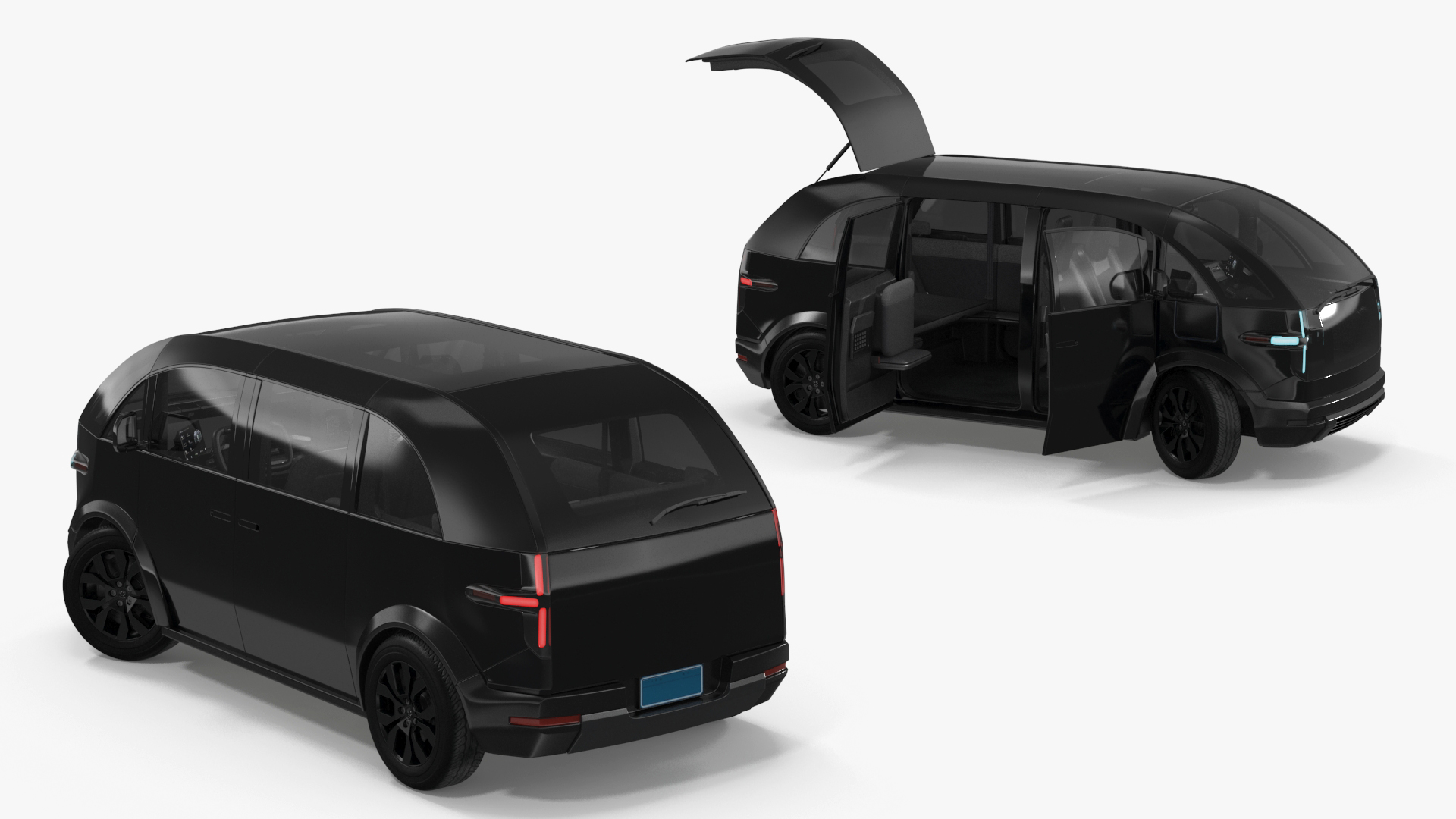 3D Electric Minibus Premium Black Rigged for Maya