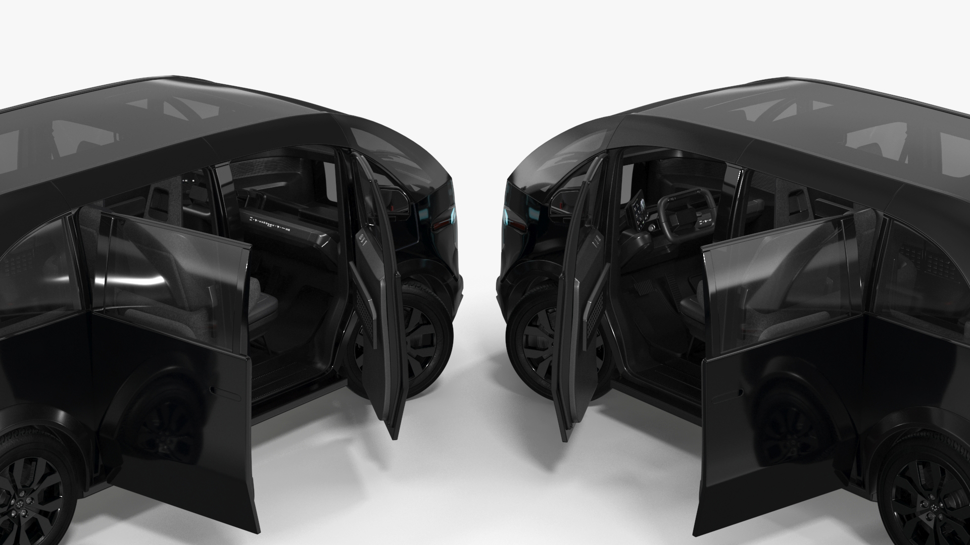 3D Electric Minibus Premium Black Rigged for Maya