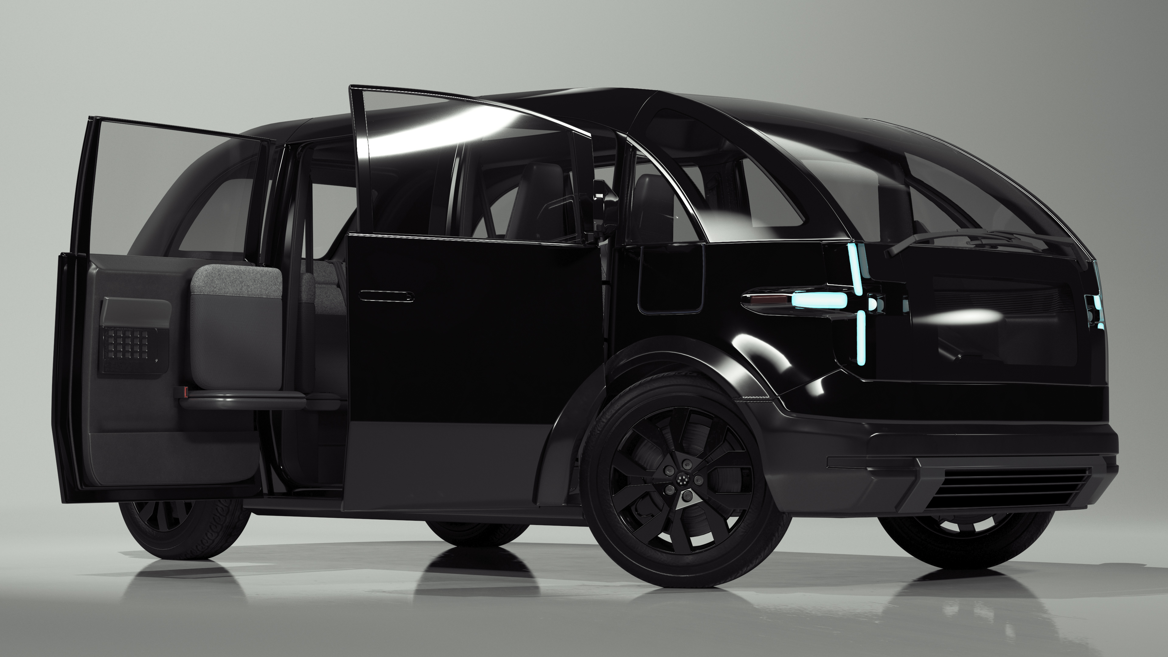 3D Electric Minibus Premium Black Rigged for Maya