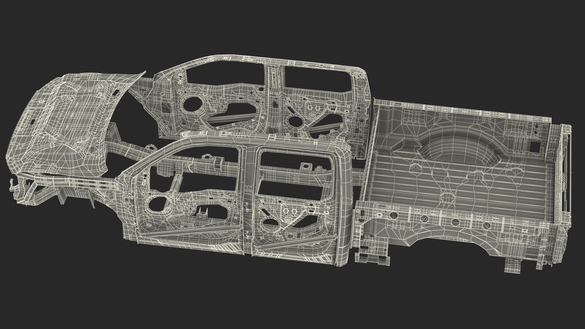 Disassembled Pickup Truck without Frame 3D model