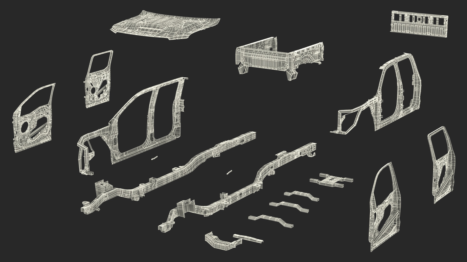 Disassembled Pickup Truck without Frame 3D model