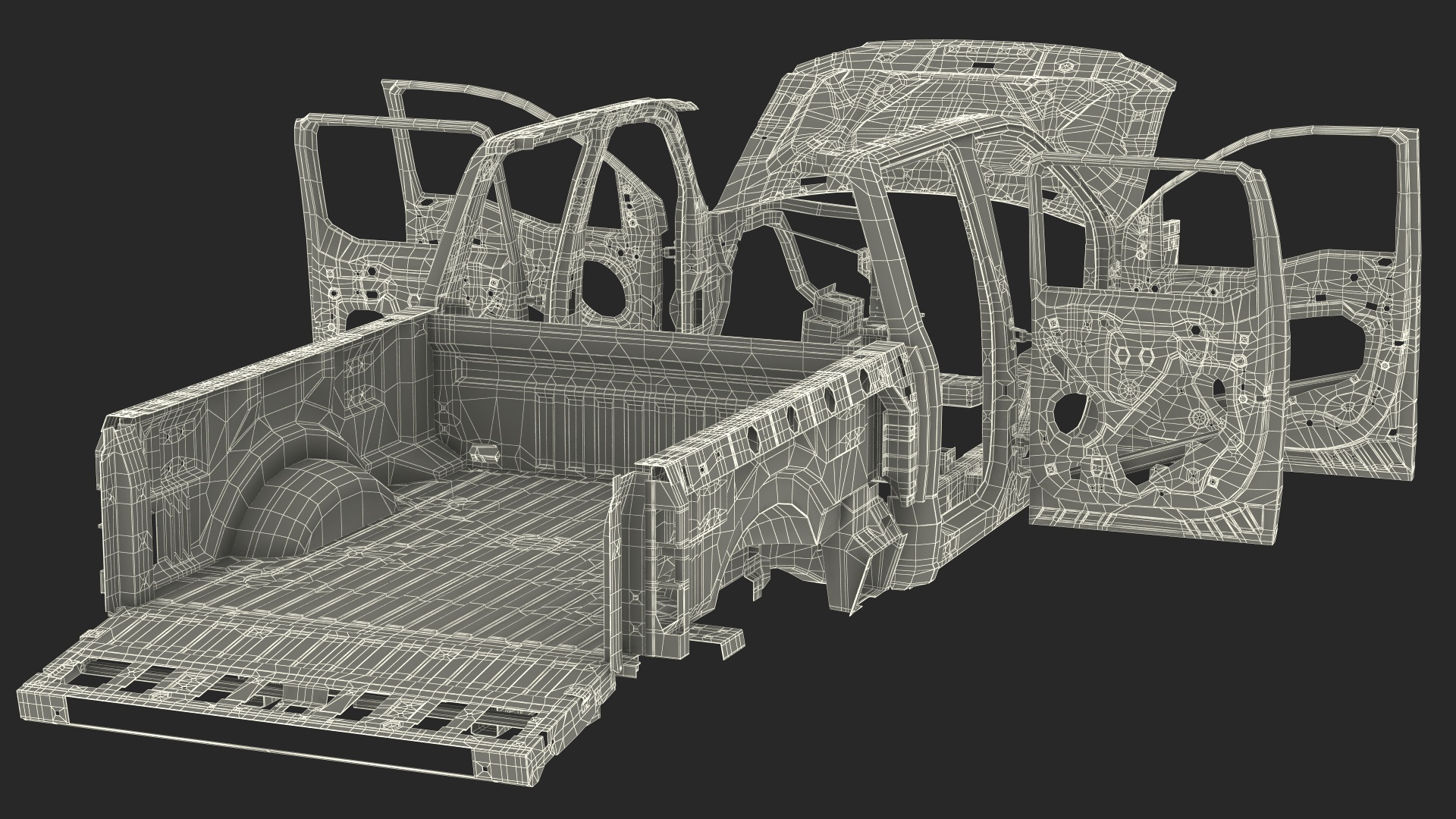 Disassembled Pickup Truck without Frame 3D model