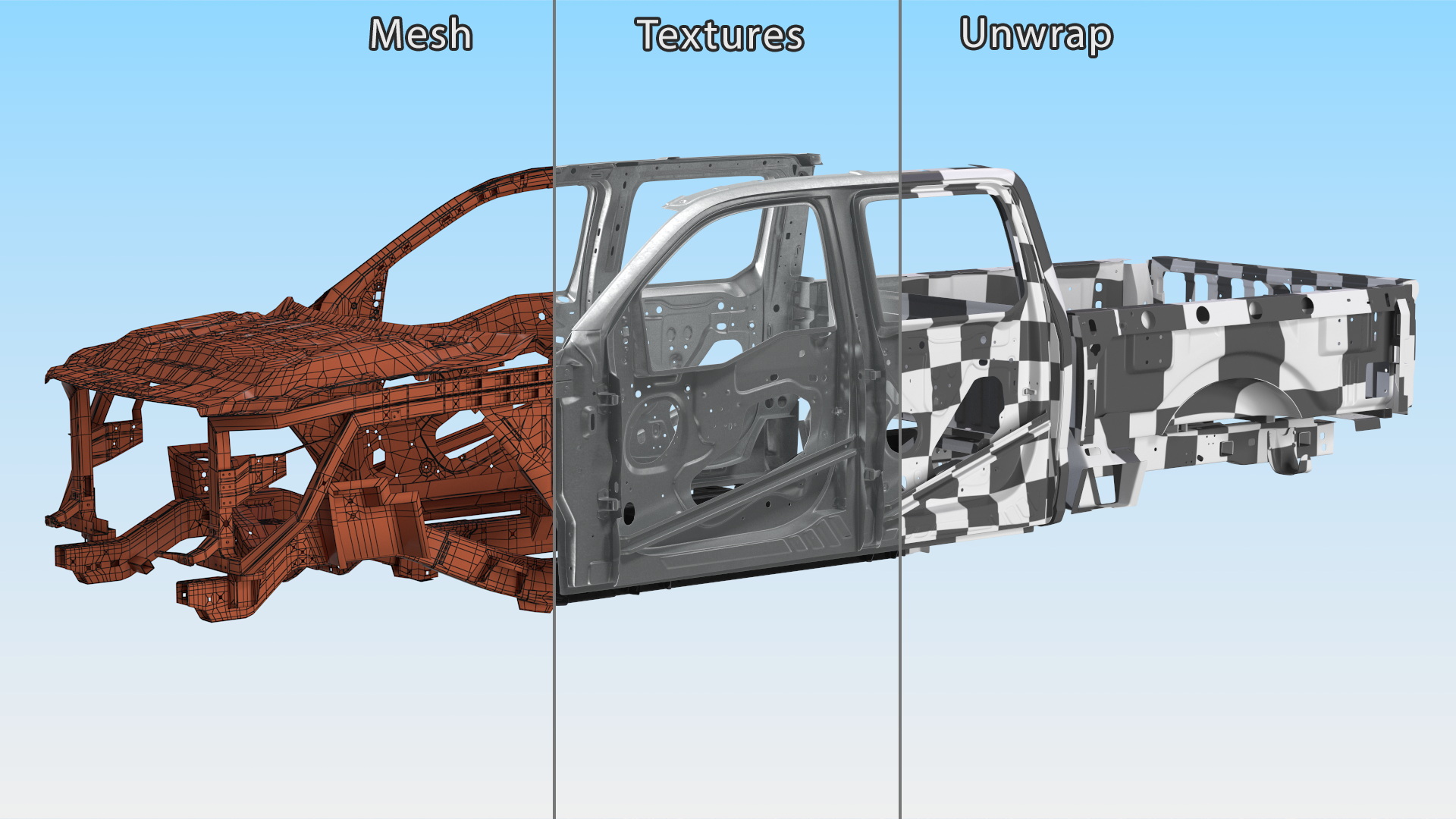 Disassembled Pickup Truck without Frame 3D model