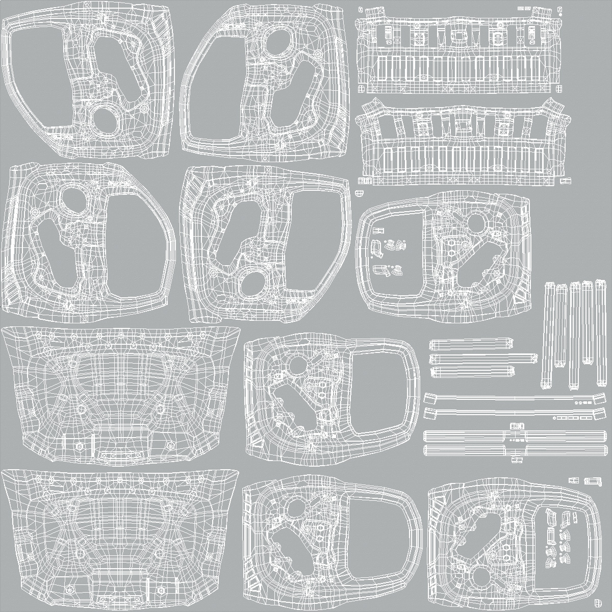 Disassembled Pickup Truck without Frame 3D model