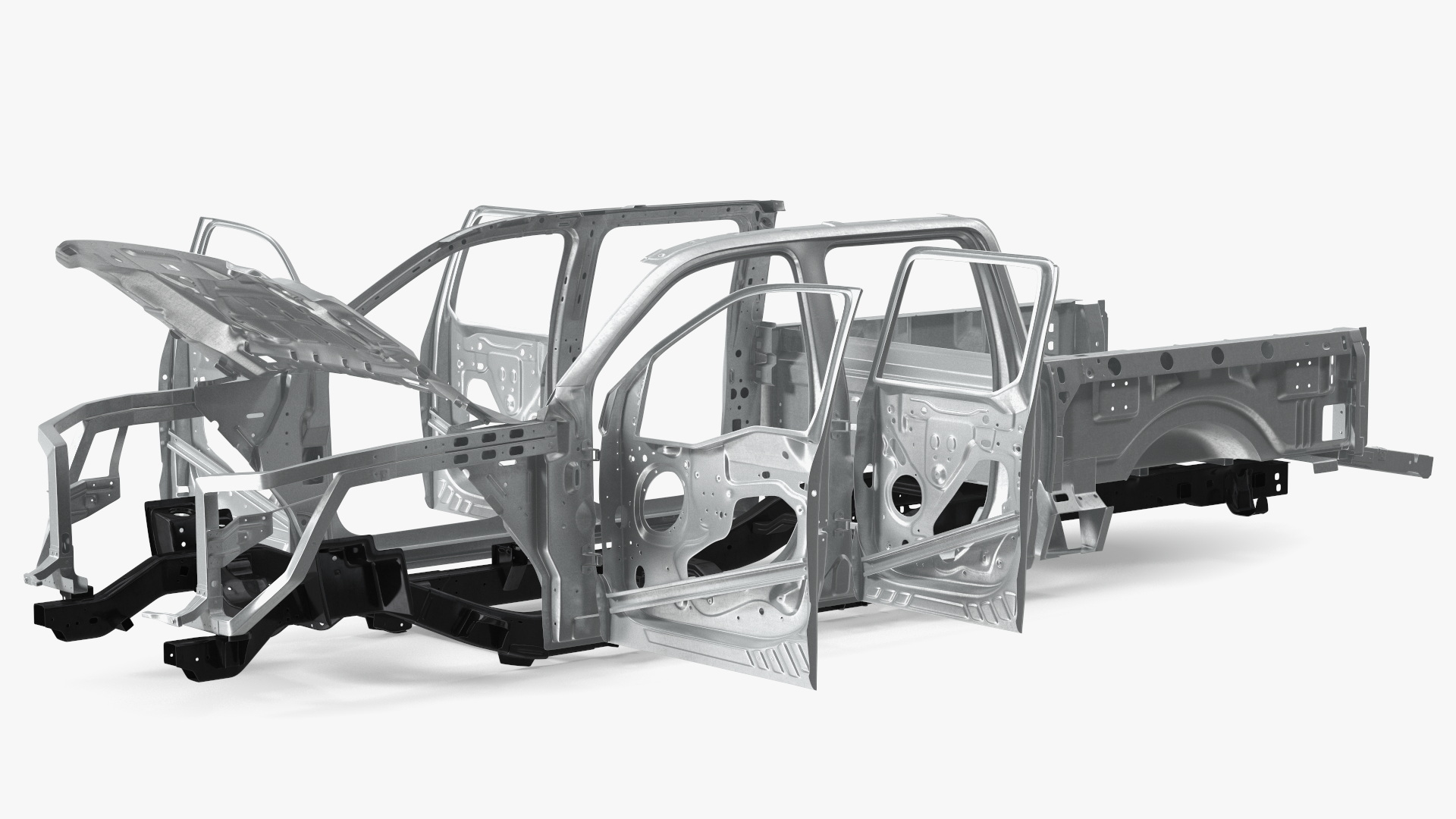 Disassembled Pickup Truck without Frame 3D model