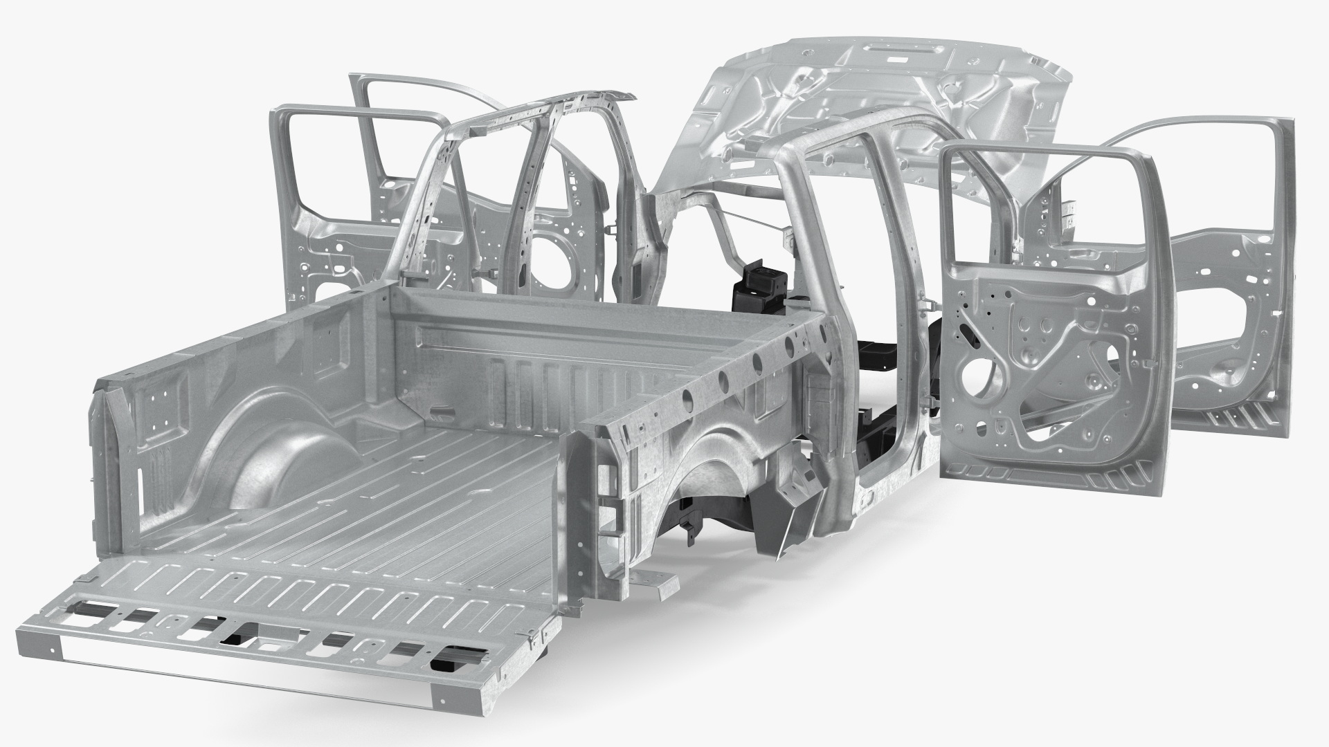 Disassembled Pickup Truck without Frame 3D model