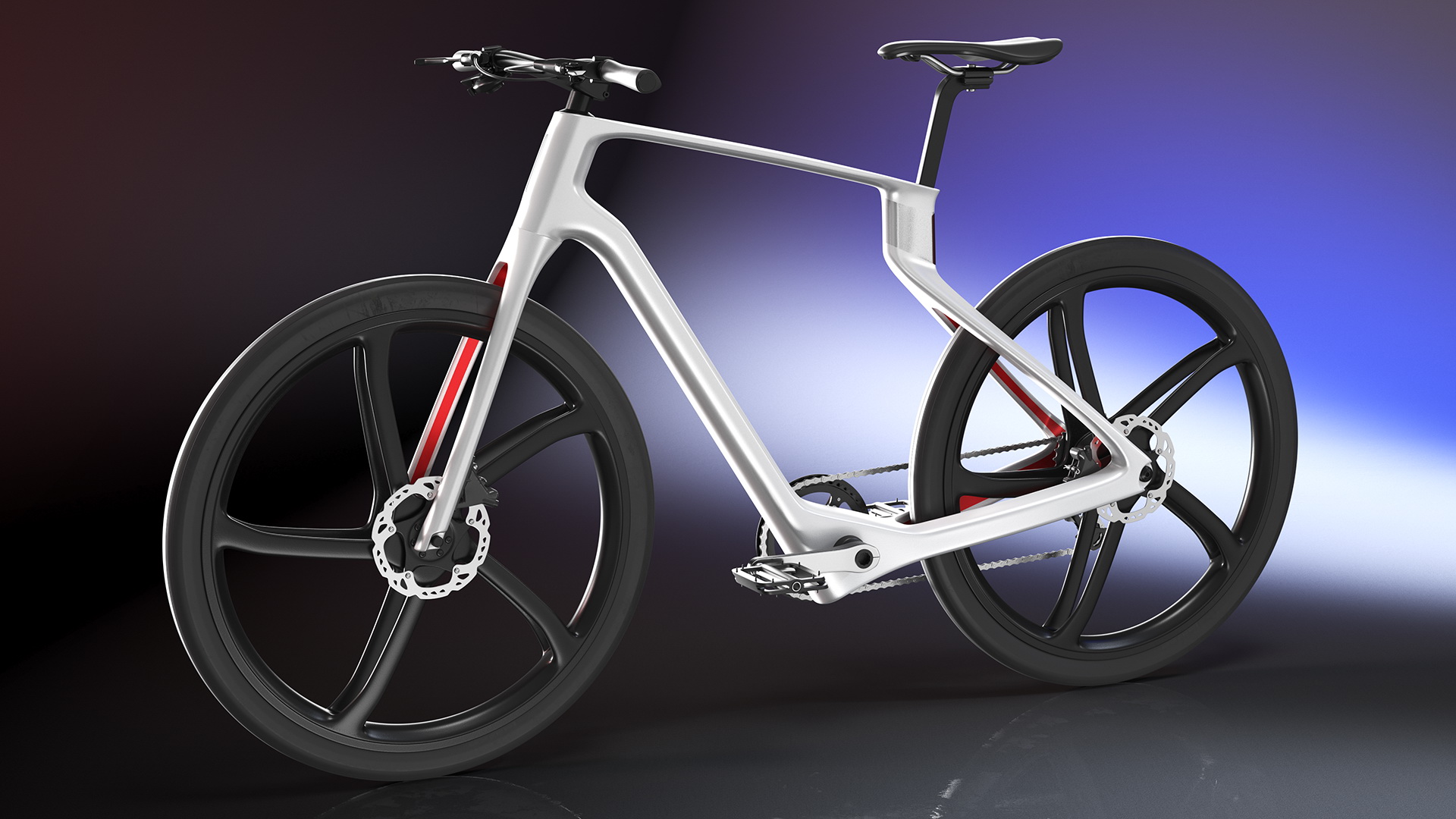 3D Carbon Electric Road Bike White Rigged model