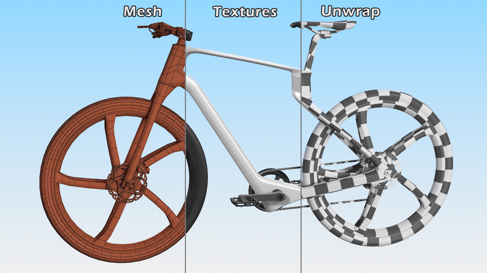 3D Carbon Electric Road Bike White Rigged model