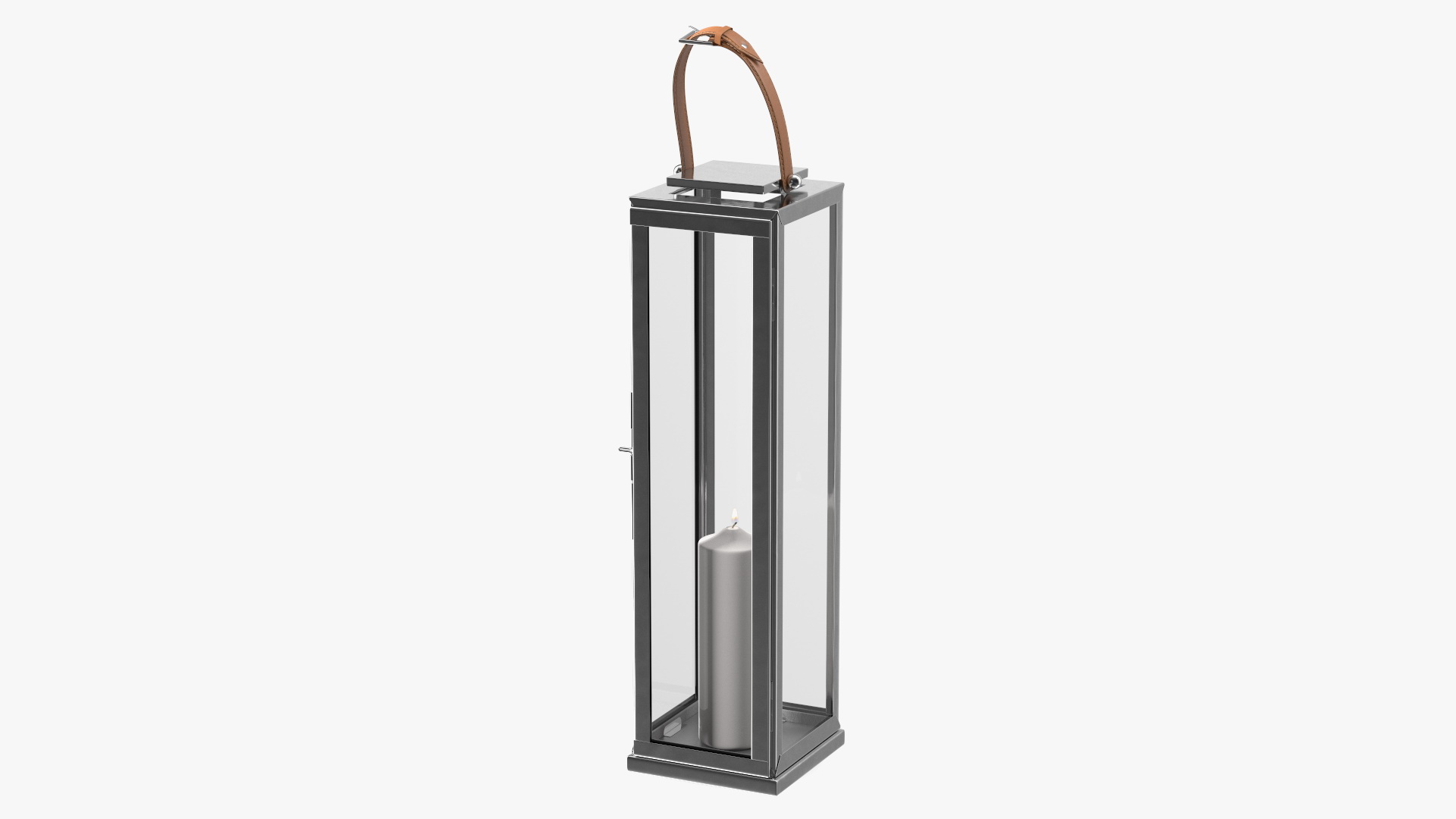 3D model Large Aluminium and Glass Lantern with Candle