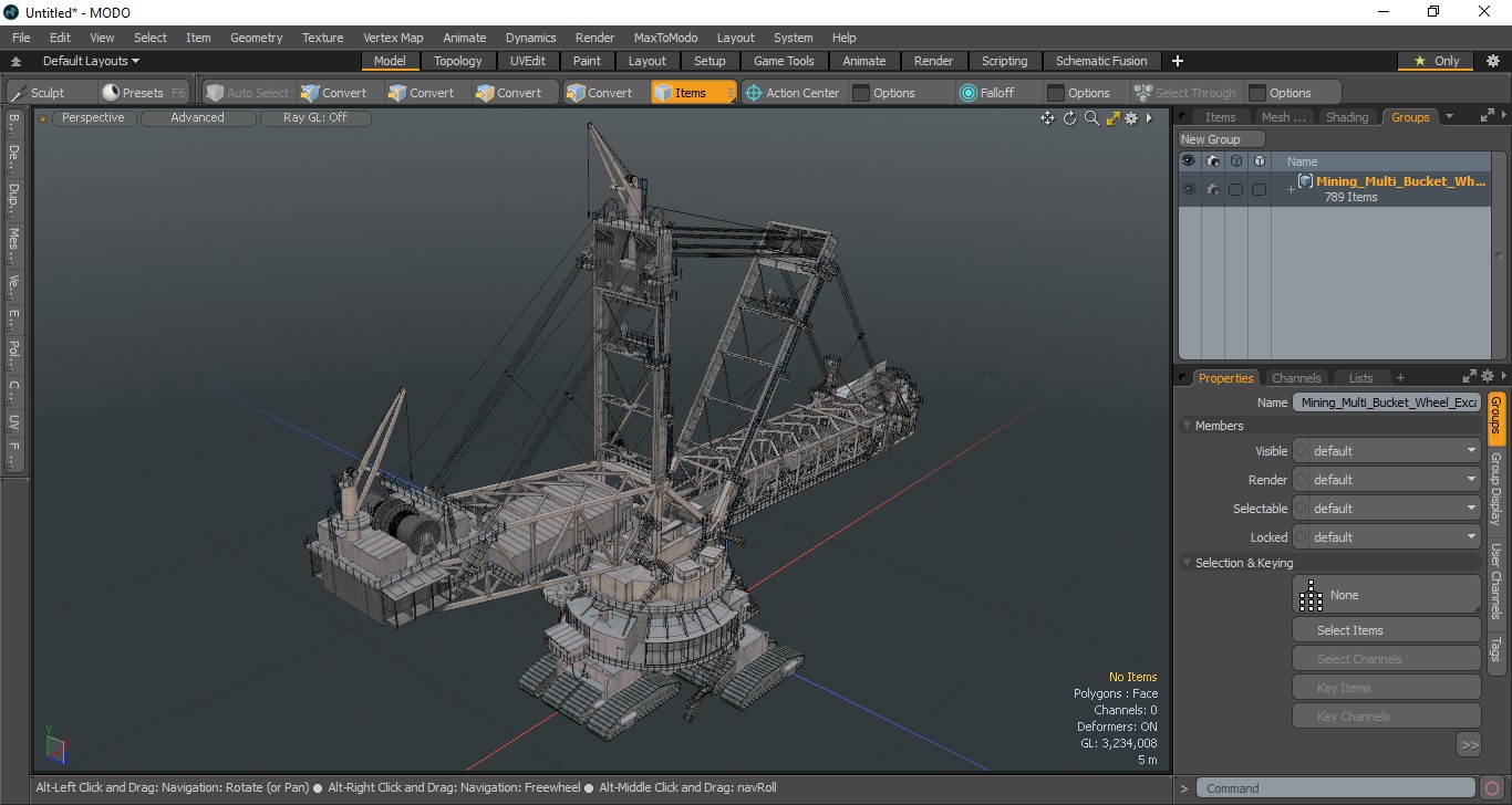 3D model Mining Multi Bucket Wheel Excavator