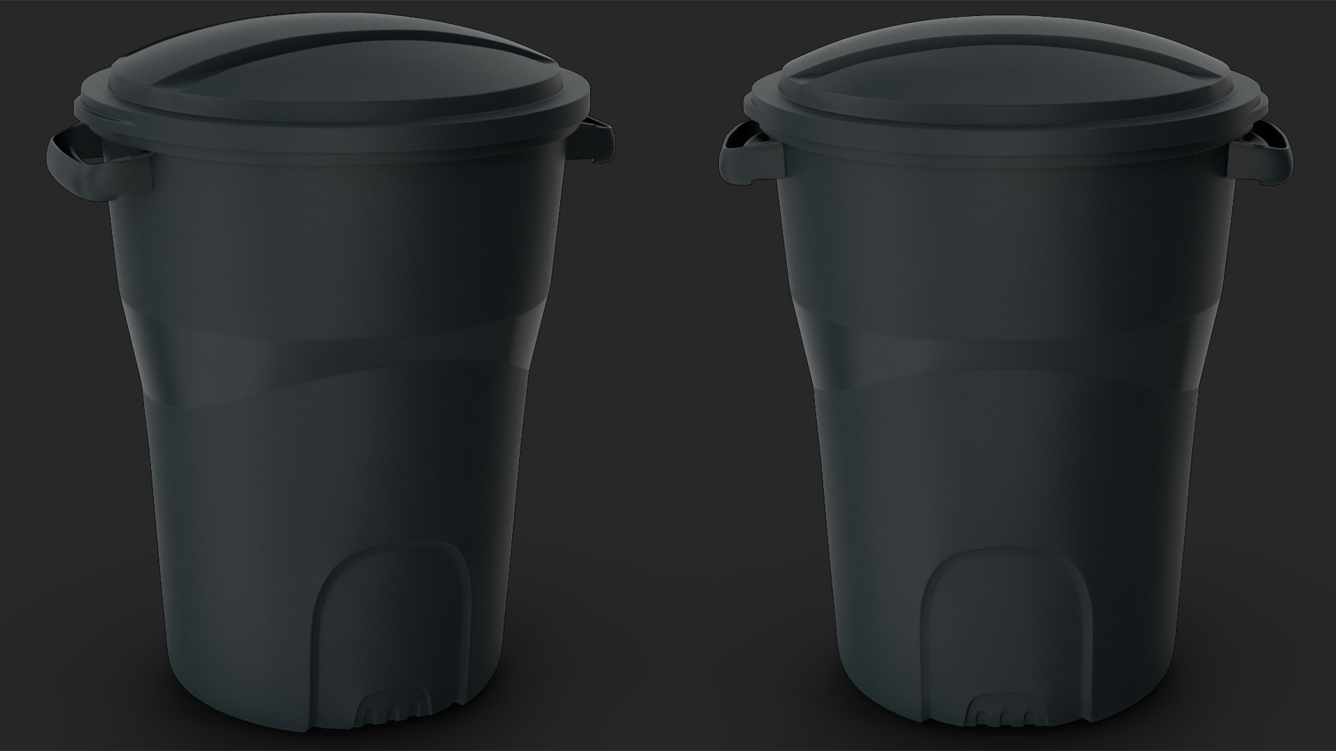 3D Round Trash Can Black