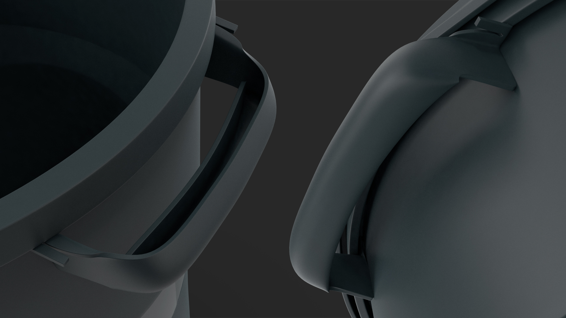 3D Round Trash Can Black