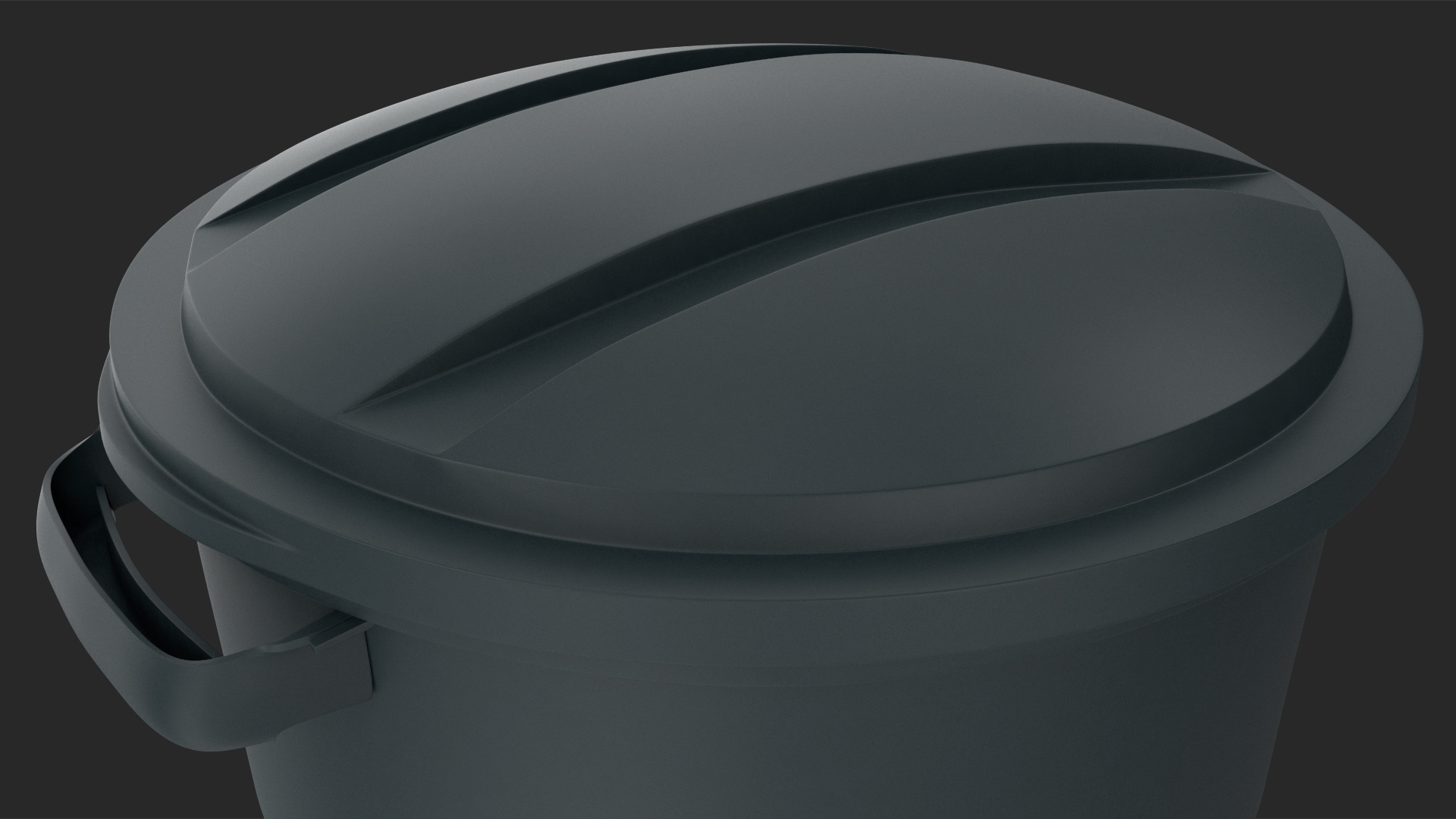 3D Round Trash Can Black