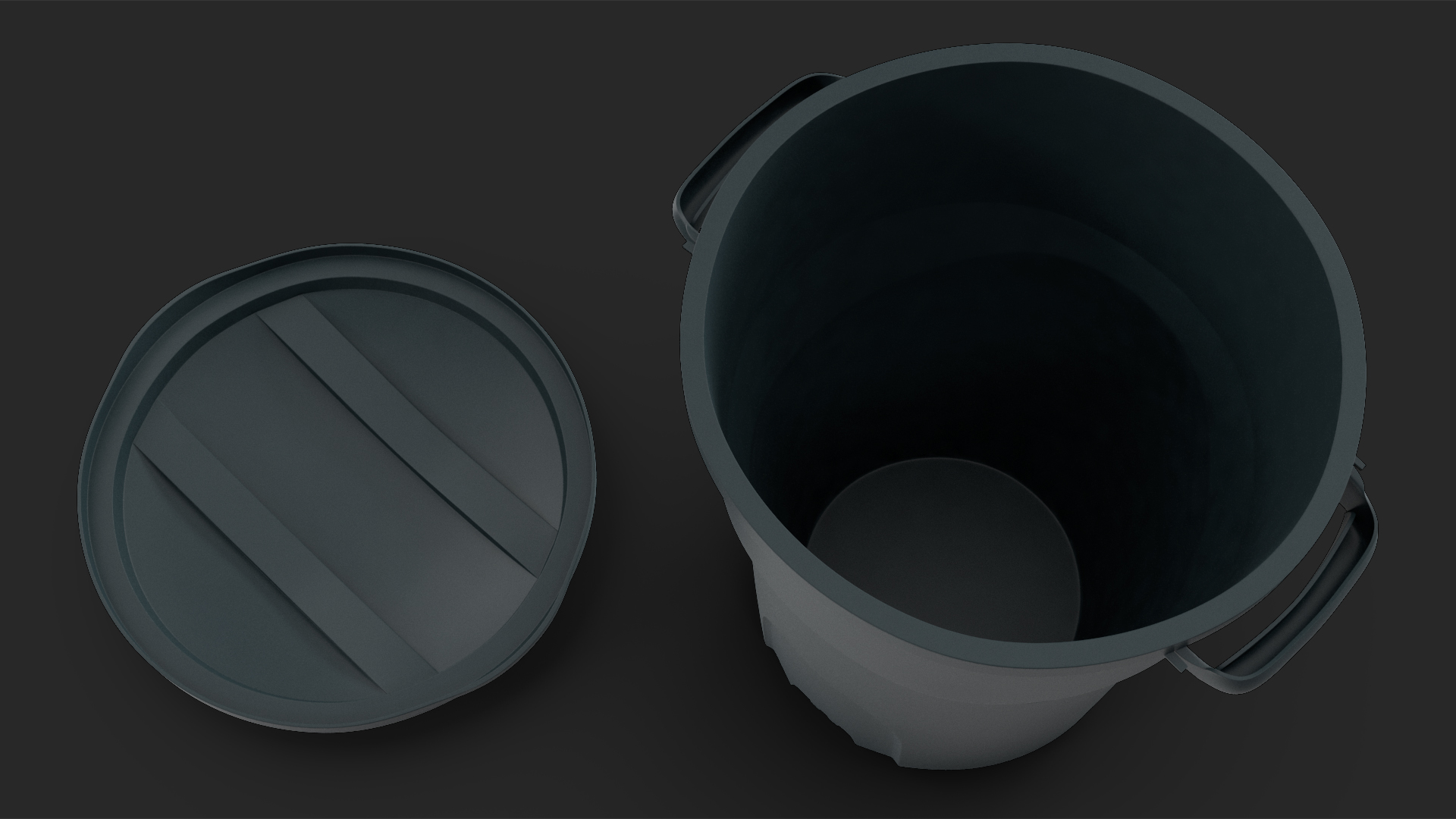 3D Round Trash Can Black