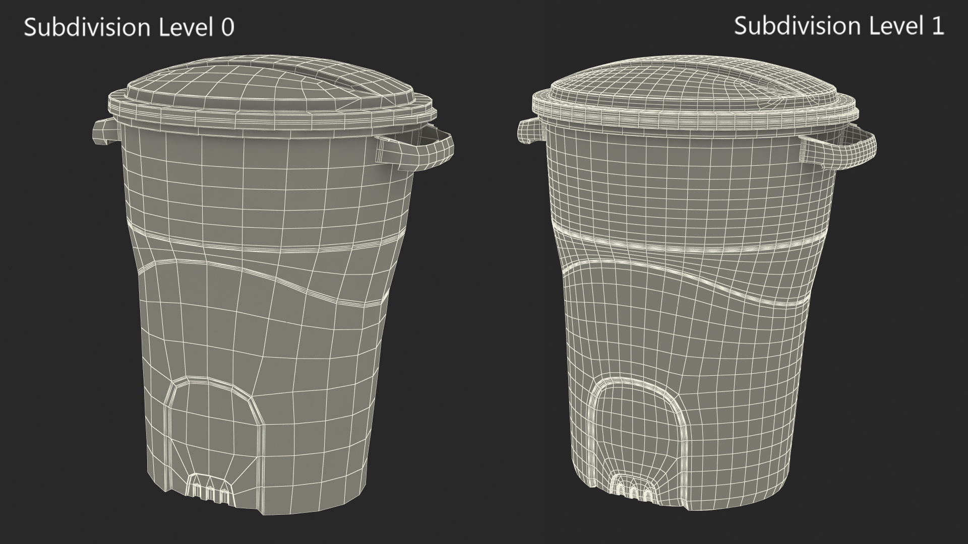 3D Round Trash Can Black