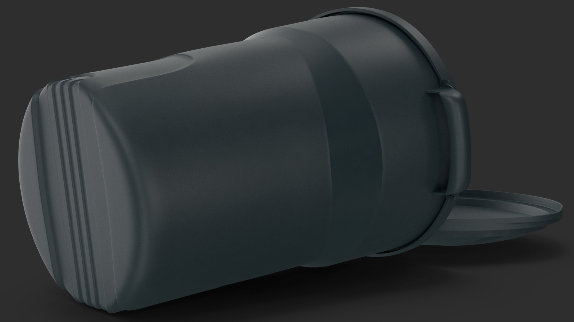 3D Round Trash Can Black