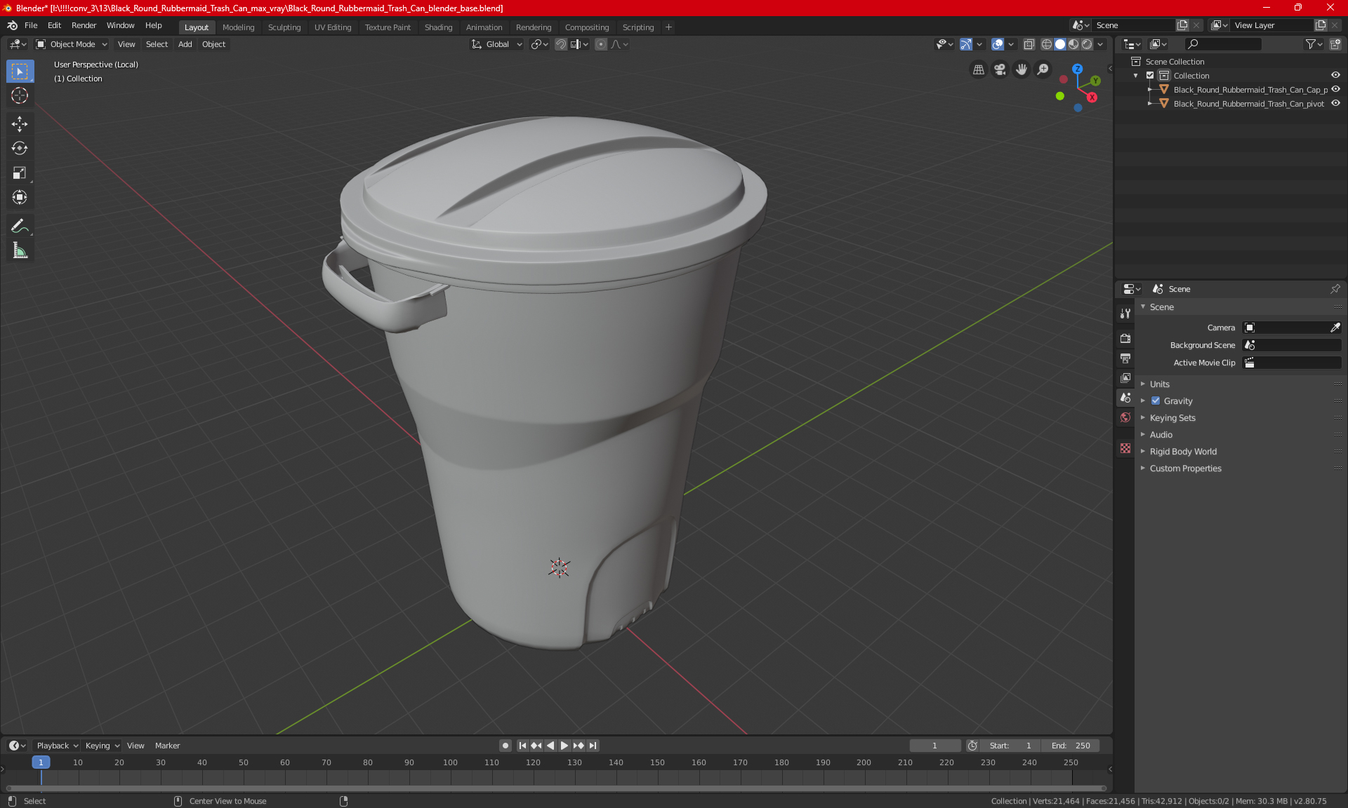 3D Round Trash Can Black