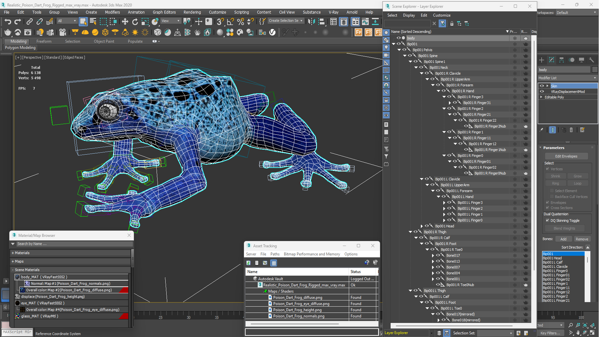 3D Realistic Poison Dart Frog Rigged model