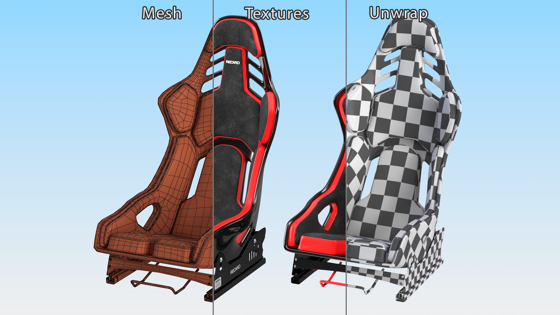 3D RECARO Podium CF Red Racing Seat with Sliding Mount