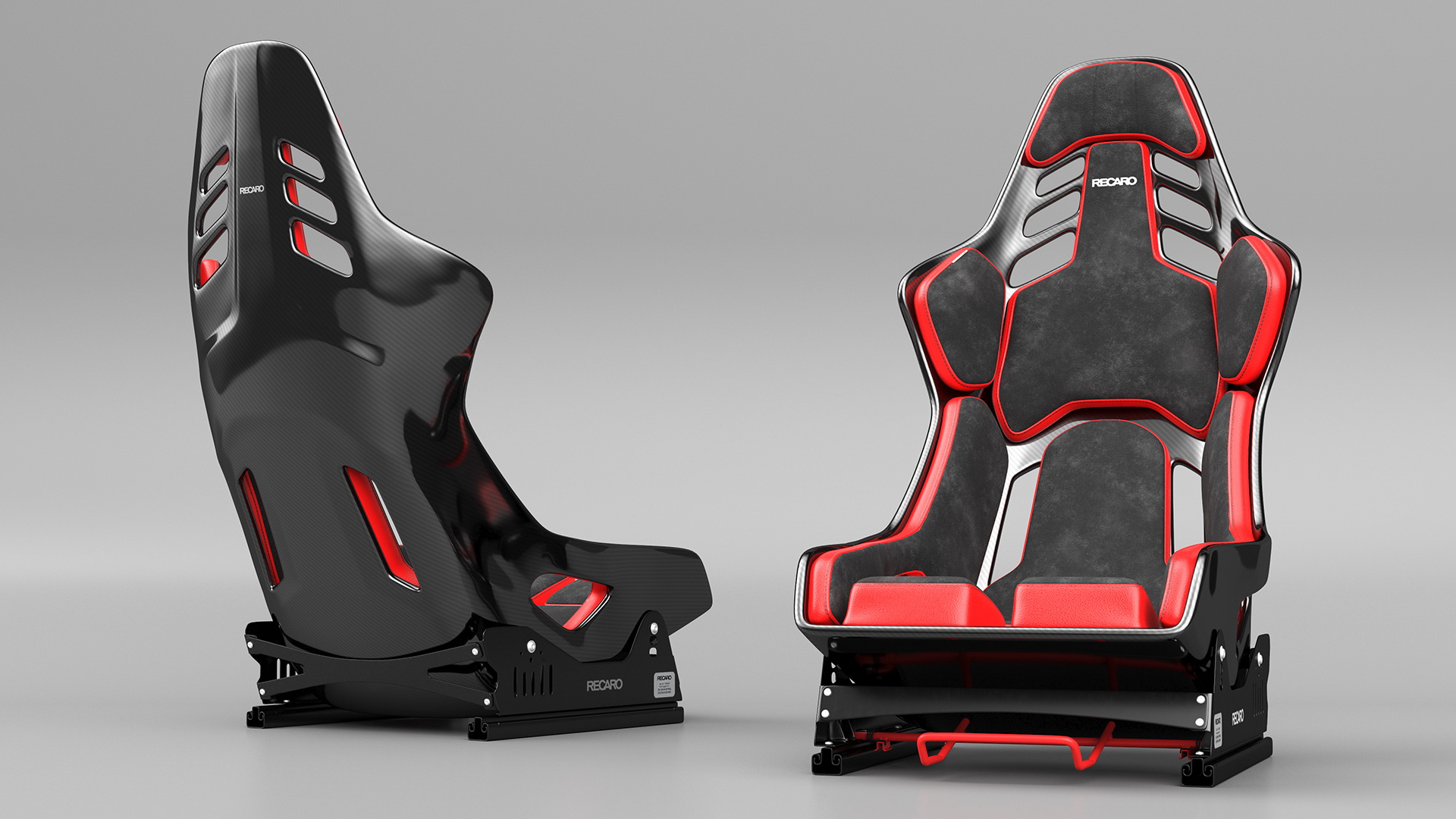 3D RECARO Podium CF Red Racing Seat with Sliding Mount