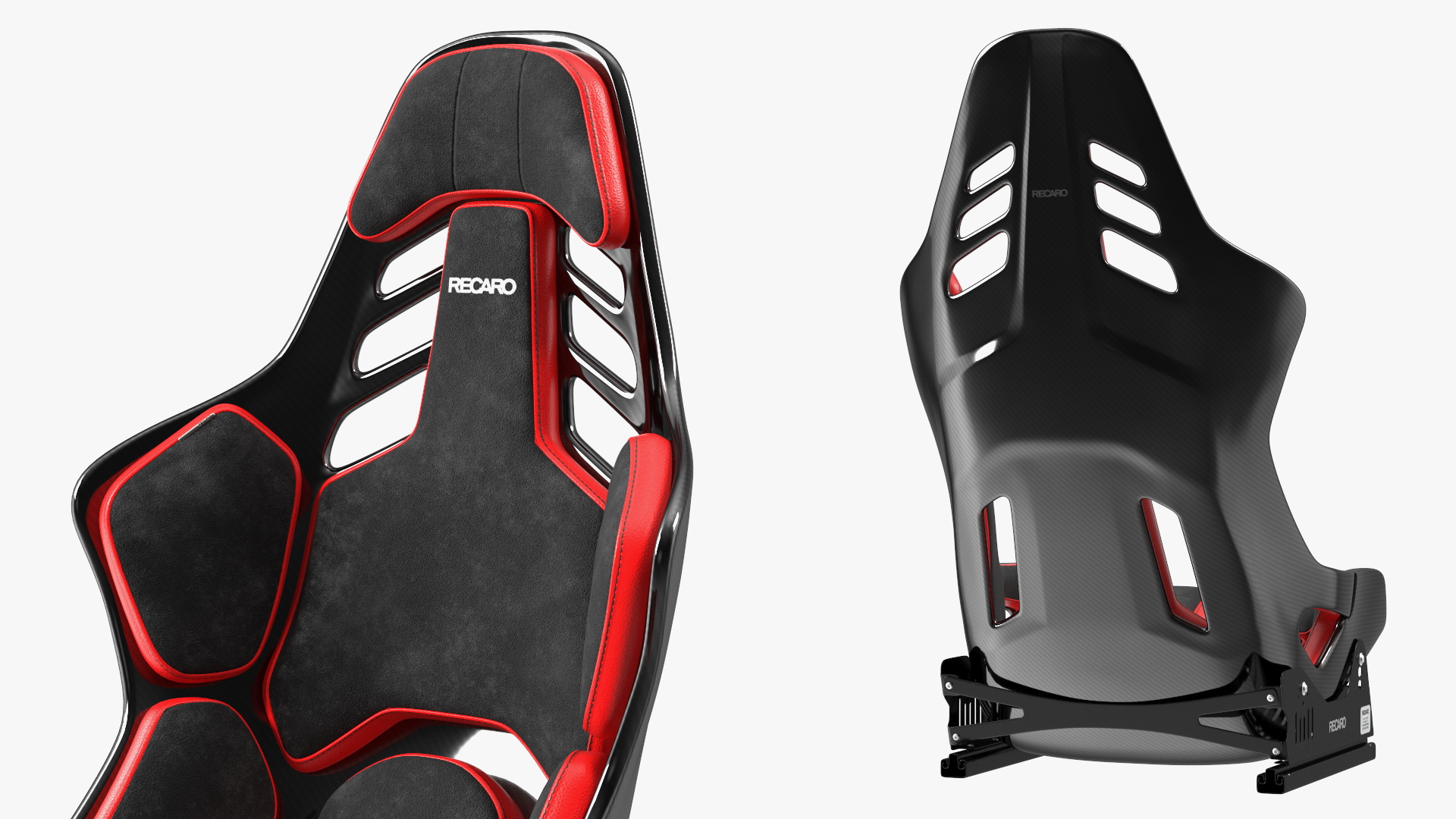 3D RECARO Podium CF Red Racing Seat with Sliding Mount