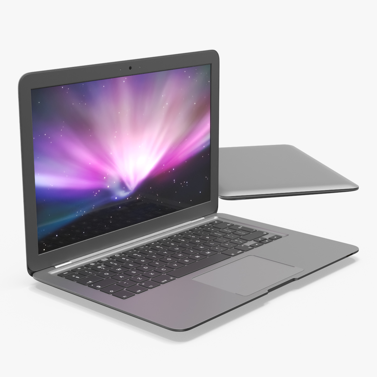 Slim Aluminum Laptop 3D model preview