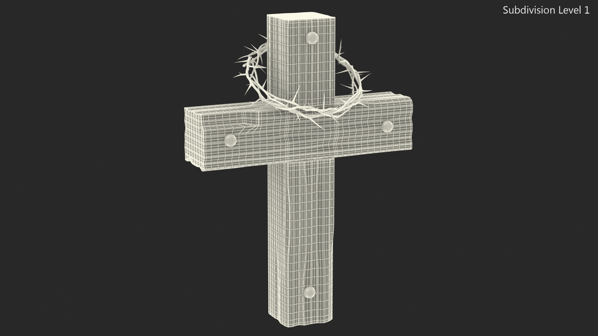 3D Cross with Crown of Thorns