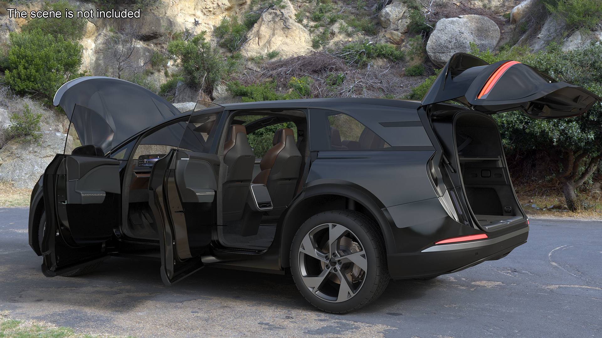 Modern Electric SUV Generic Black Simplified 3D model