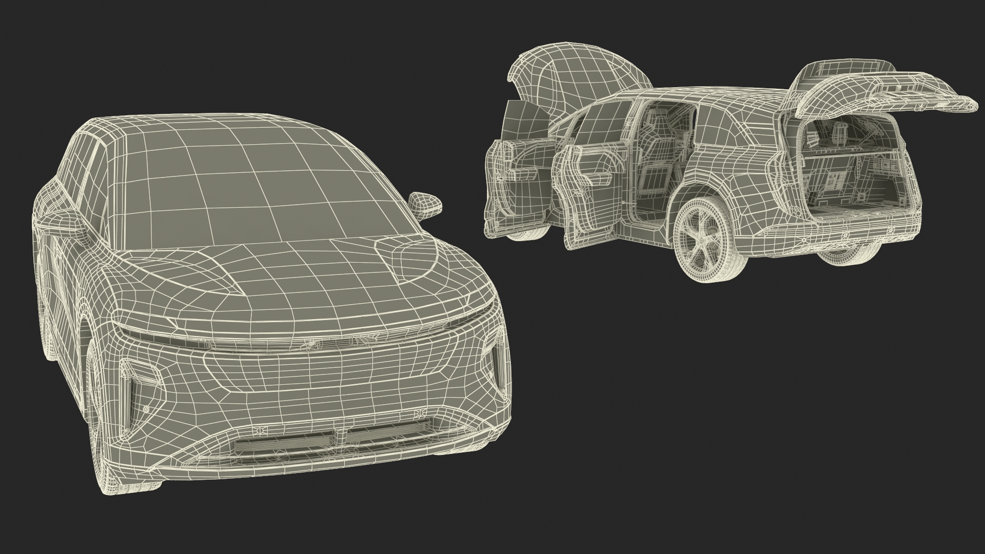 Modern Electric SUV Generic Black Simplified 3D model