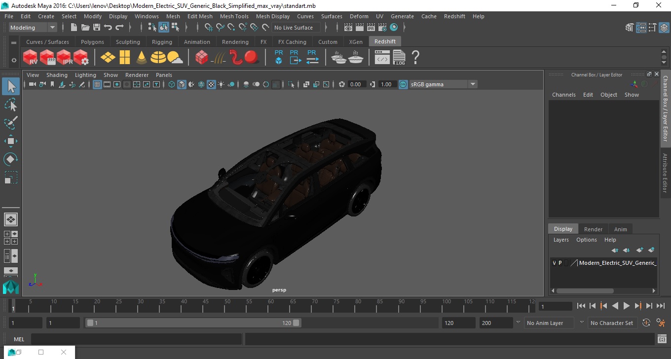 Modern Electric SUV Generic Black Simplified 3D model