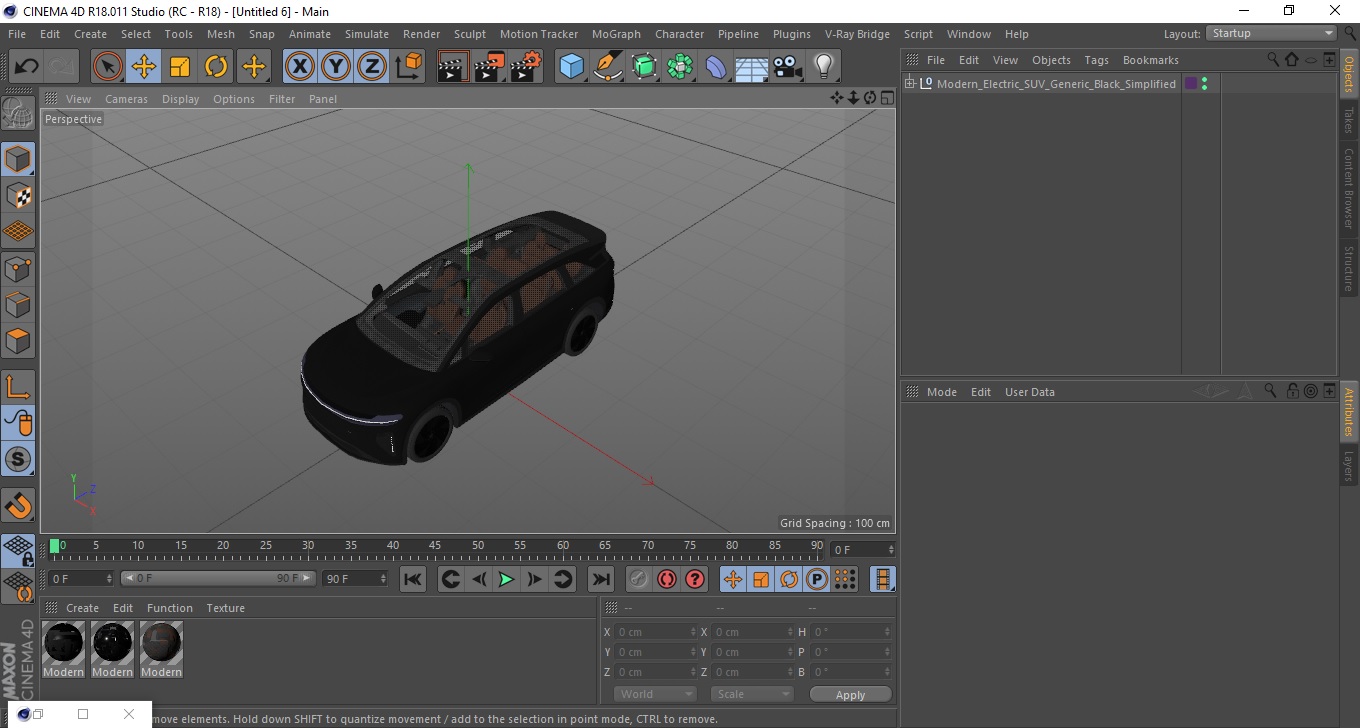 Modern Electric SUV Generic Black Simplified 3D model