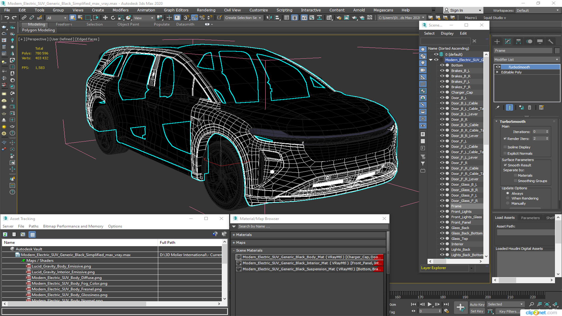 Modern Electric SUV Generic Black Simplified 3D model