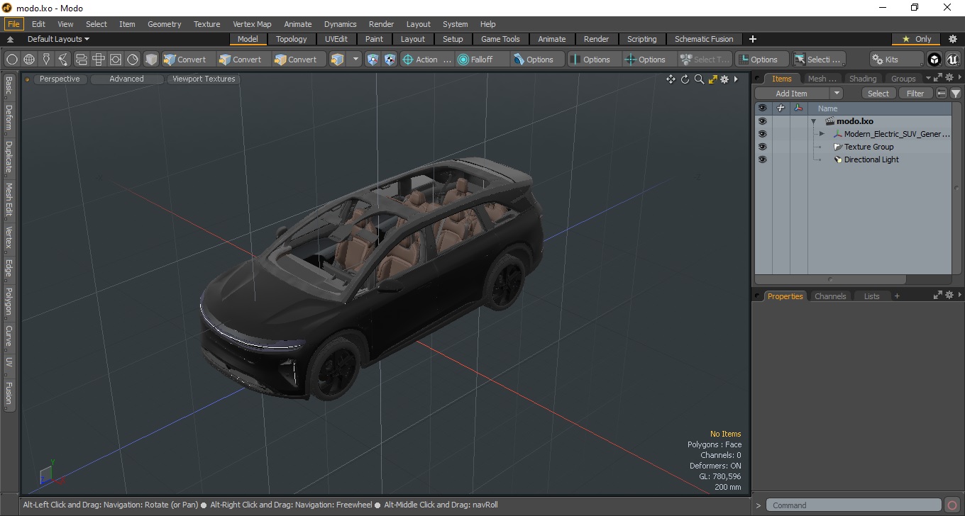 Modern Electric SUV Generic Black Simplified 3D model