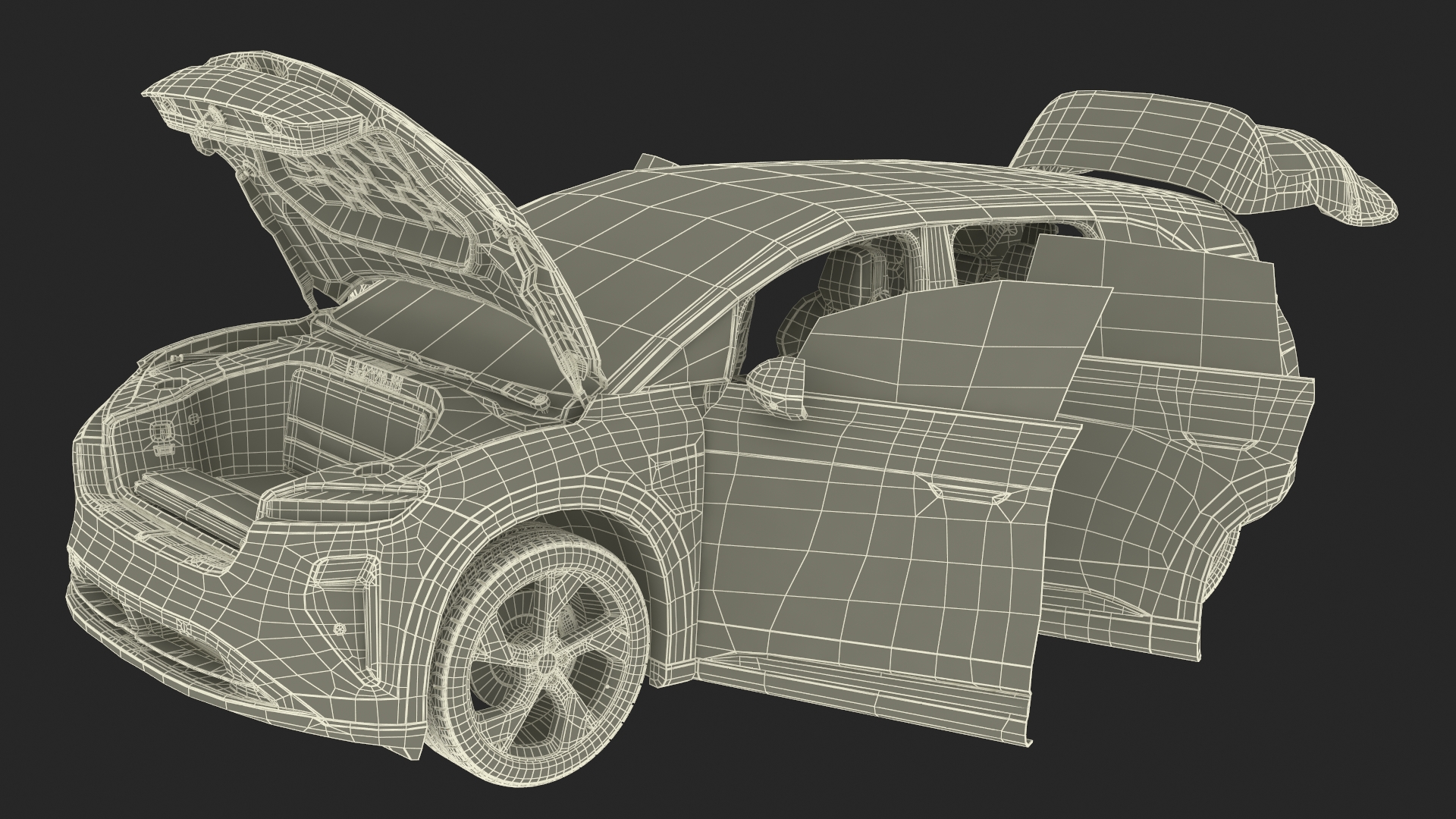 Modern Electric SUV Generic Black Simplified 3D model
