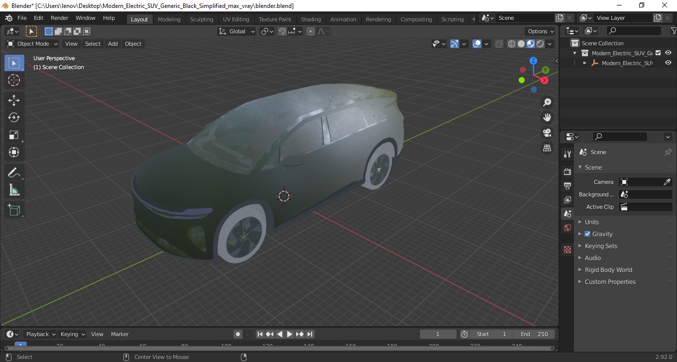 Modern Electric SUV Generic Black Simplified 3D model