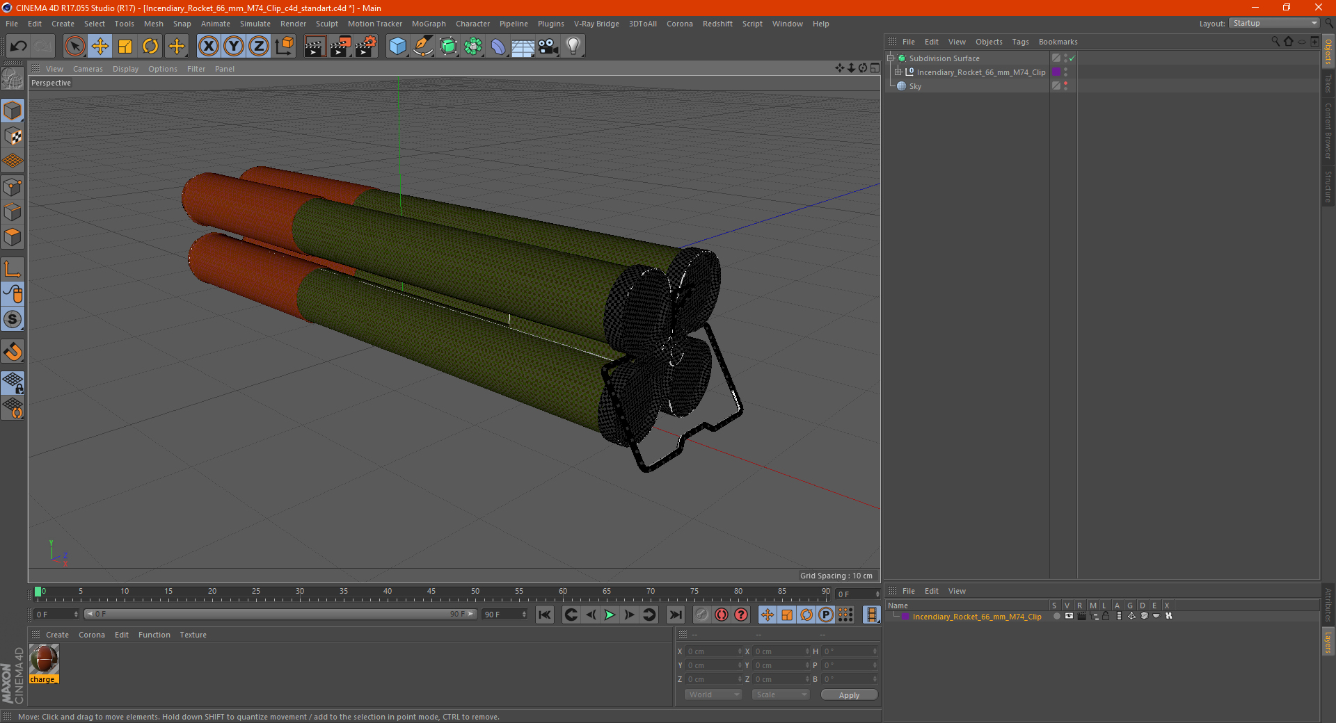 Incendiary Rocket 66 mm M74 Clip 3D