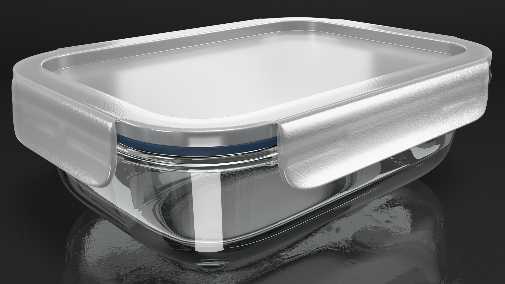 Rectangular Glass Clip Lock Food Container 1000ml 3D model
