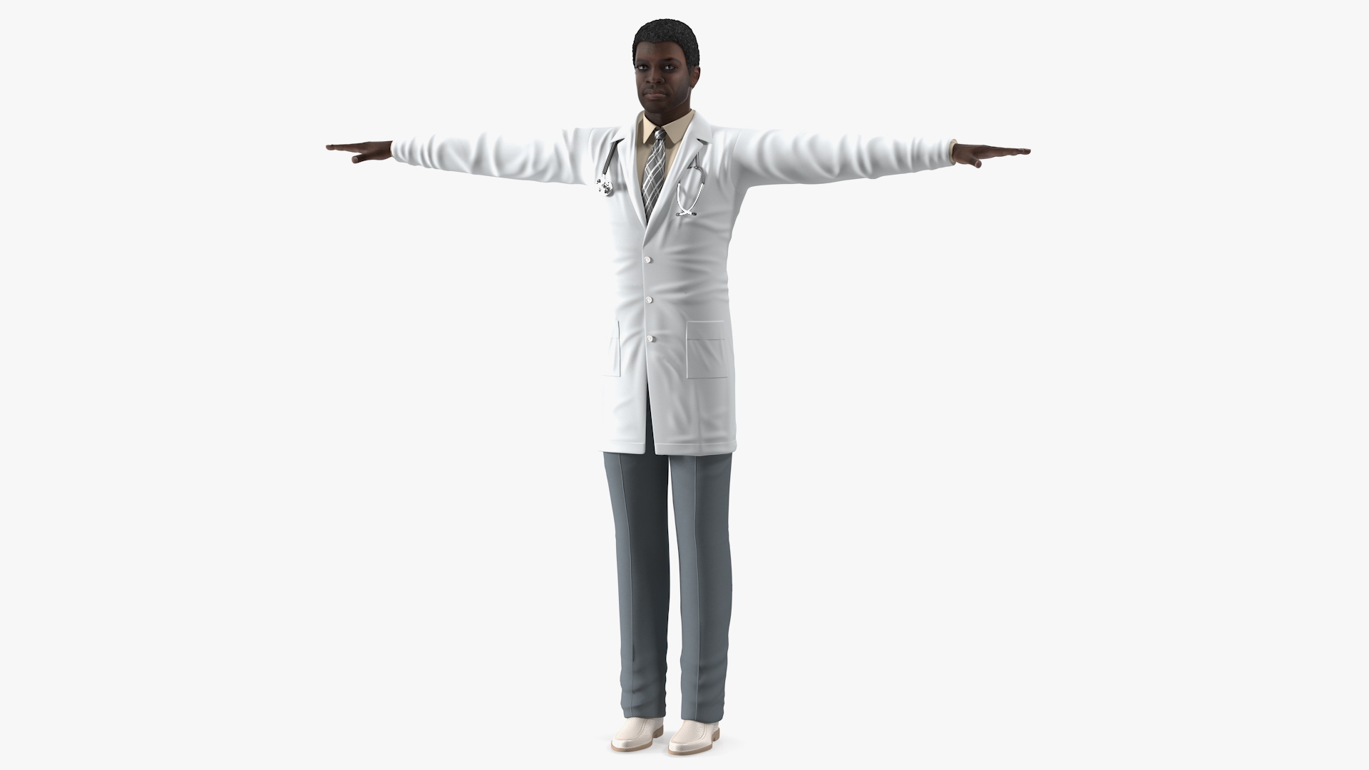 3D model African American Male Doctor T Pose