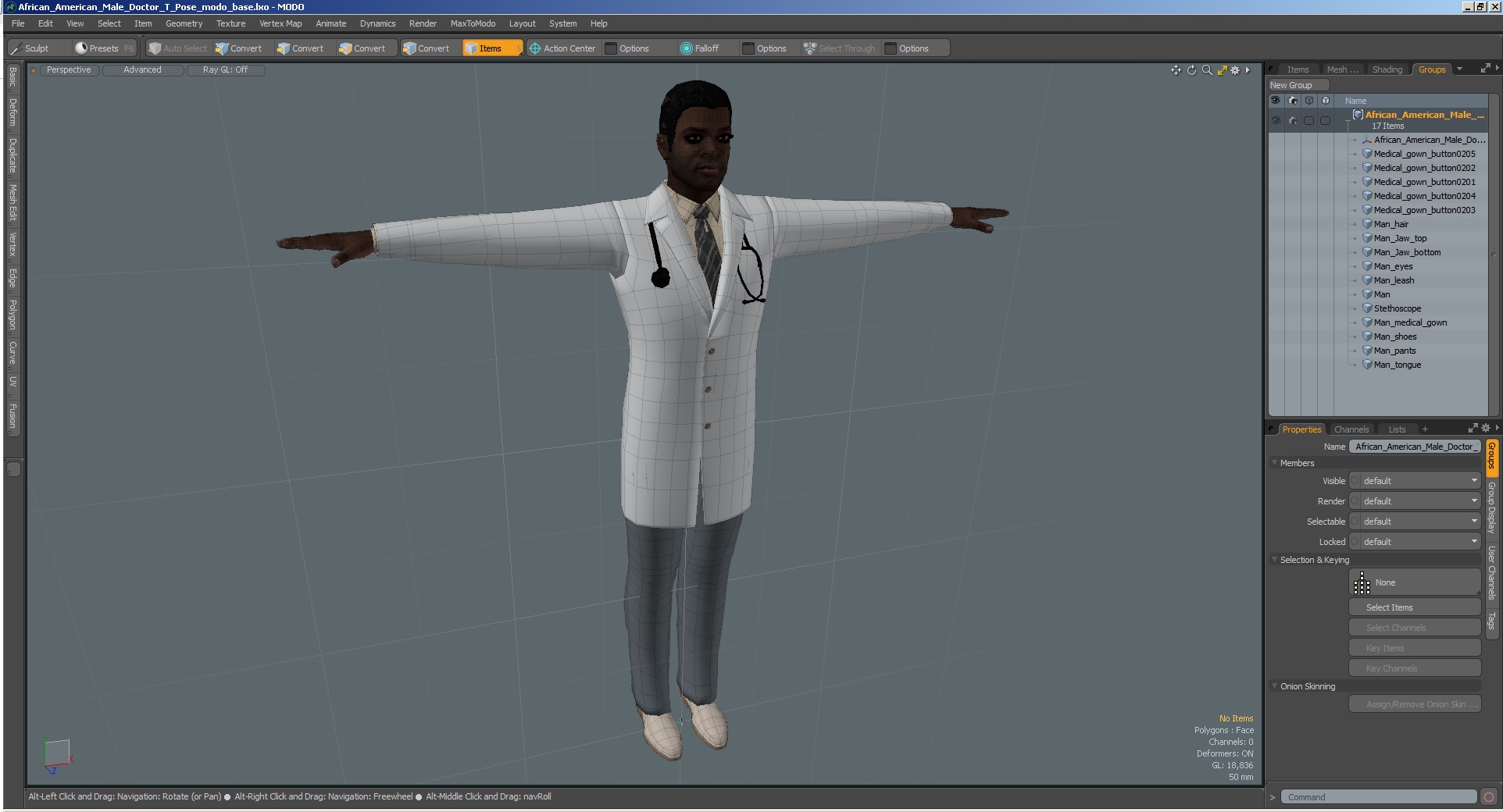 3D model African American Male Doctor T Pose