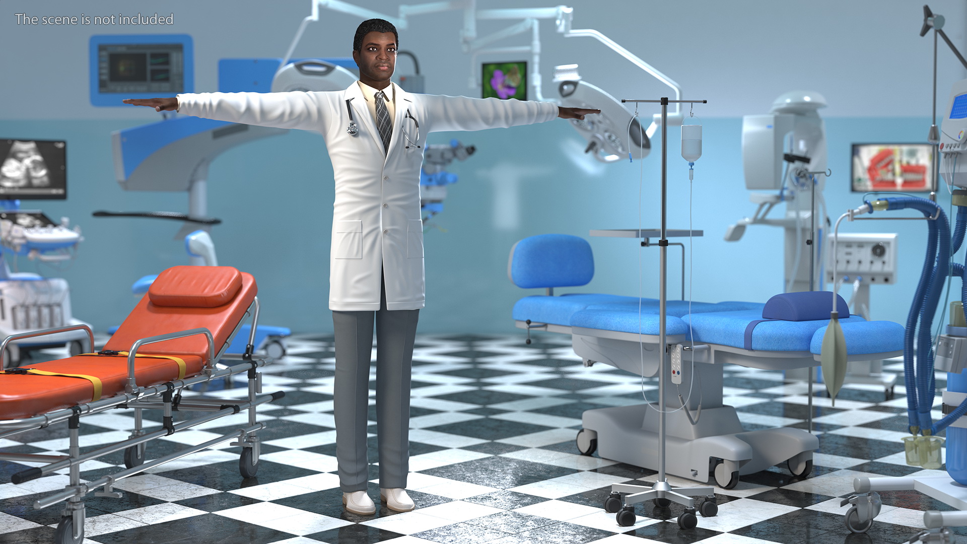 3D model African American Male Doctor T Pose