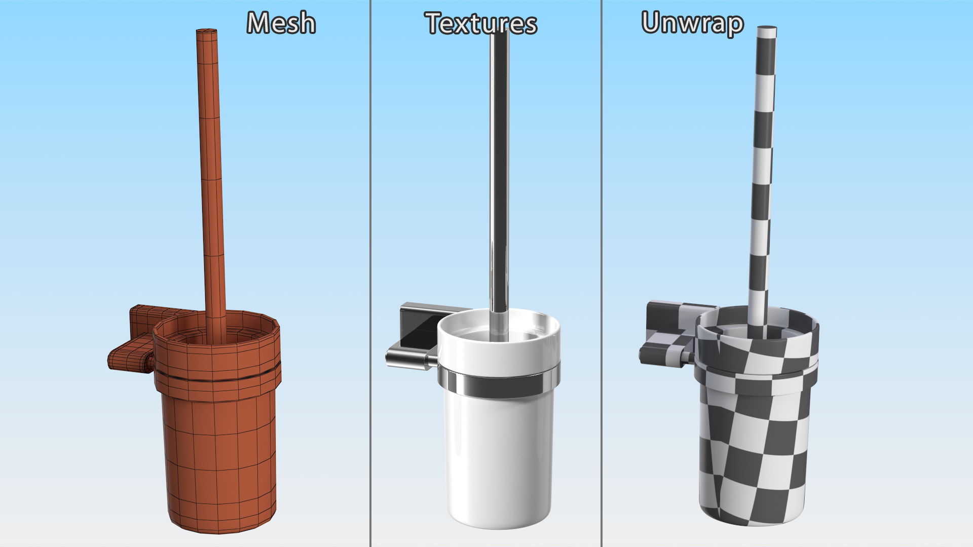 Toilet Brush Holder Wall Mounted Chrome 3D model