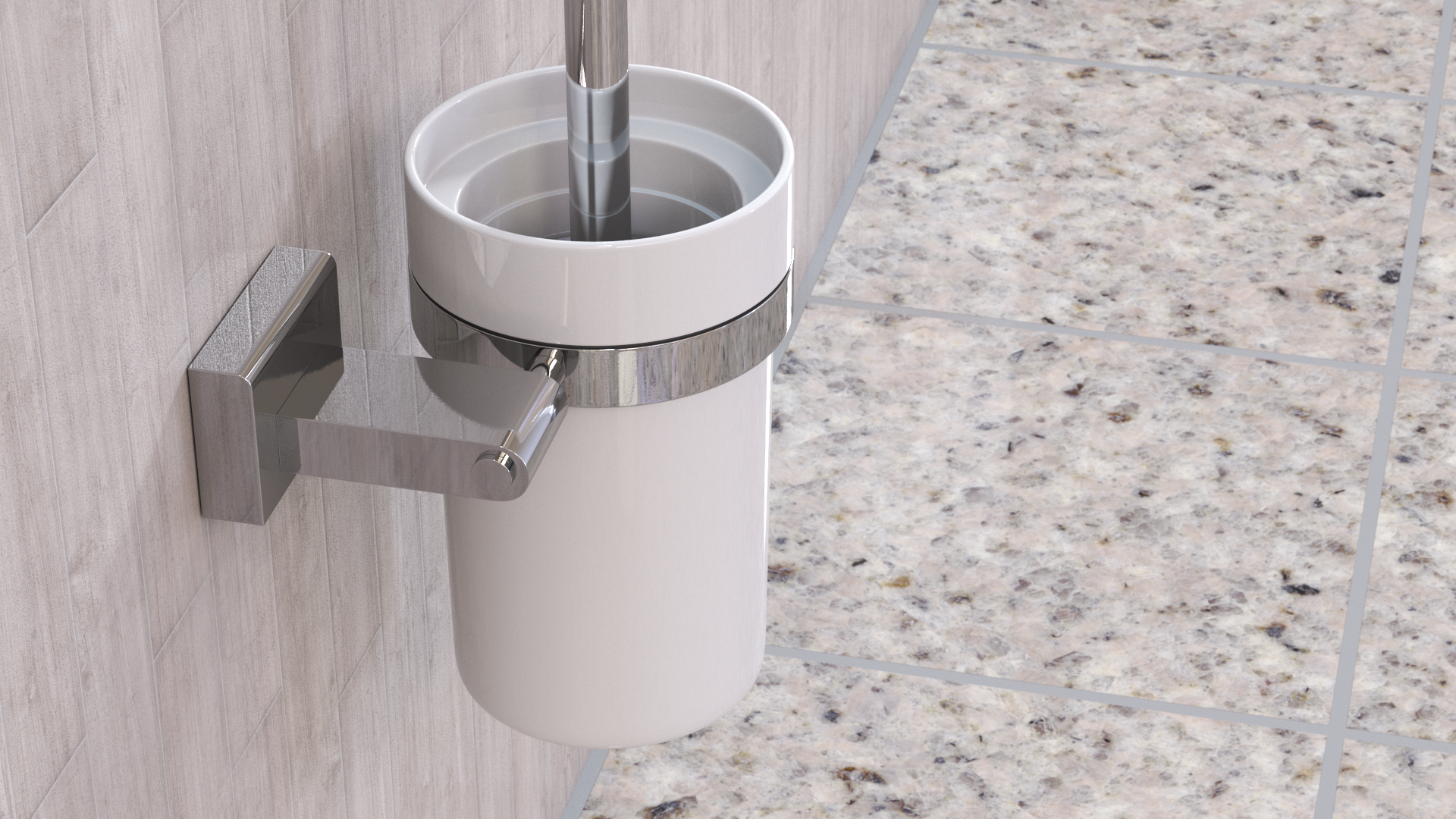 Toilet Brush Holder Wall Mounted Chrome, view 7