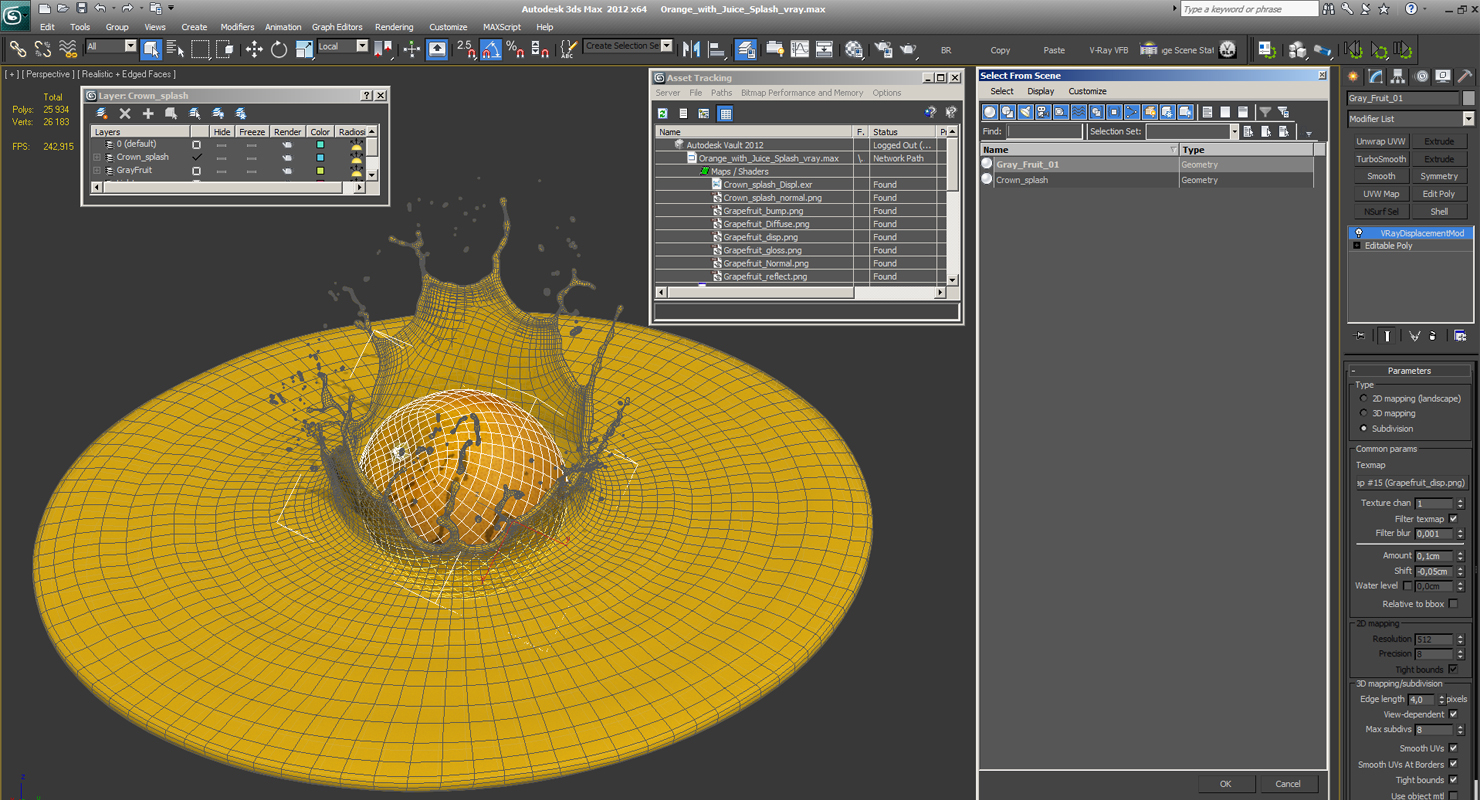 Orange with Juice Splash 3D model