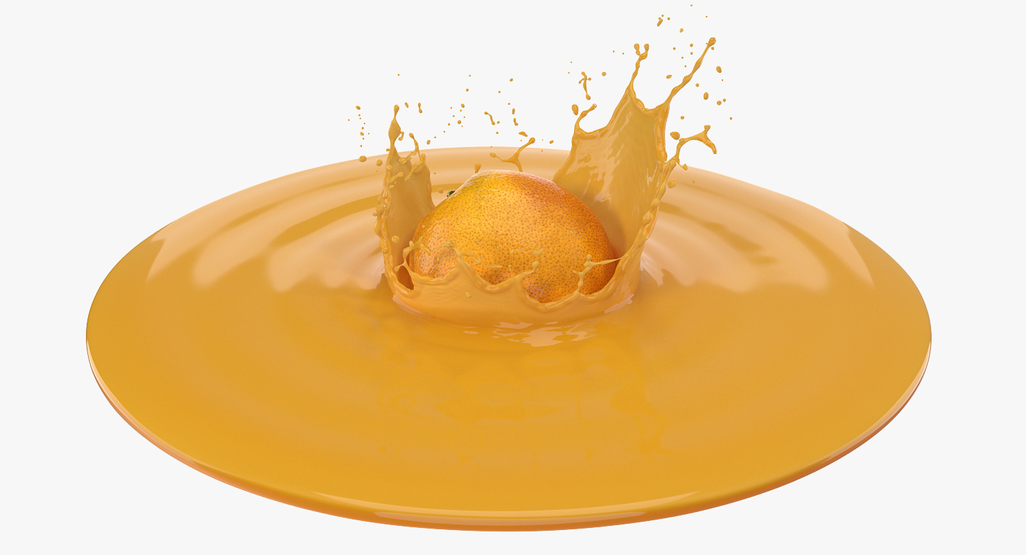 Orange with Juice Splash 3D model