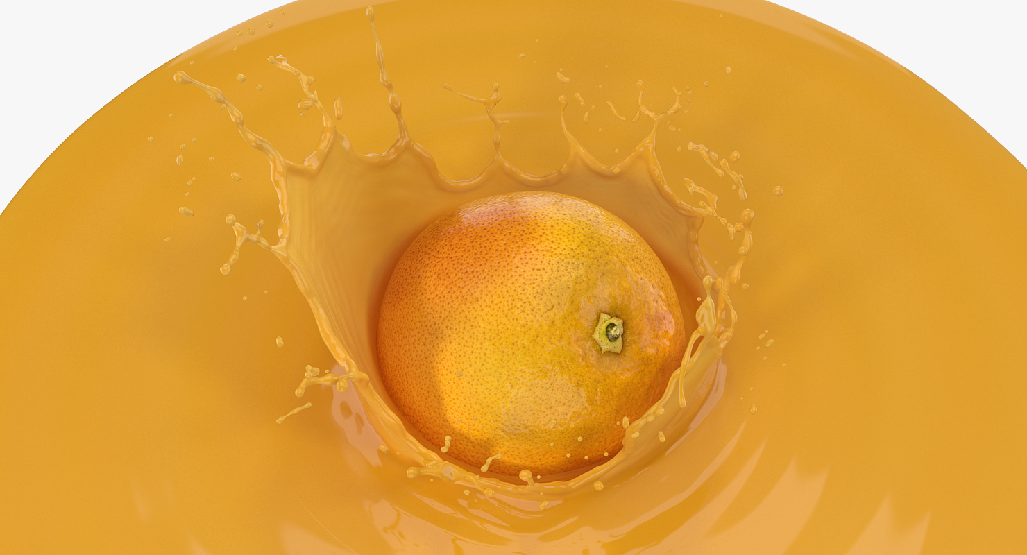Orange with Juice Splash 3D model